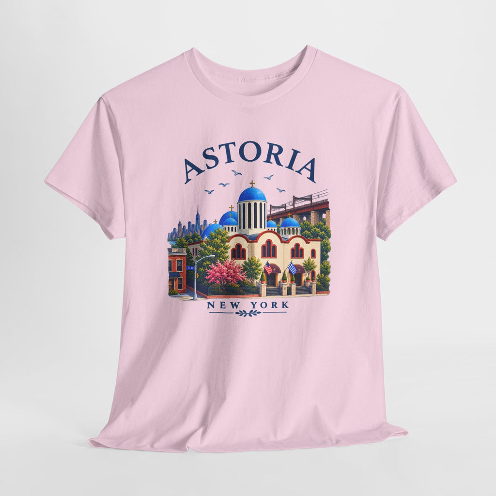 Astoria New York Travel T-Shirt   Santorini-inspired Queens Tee