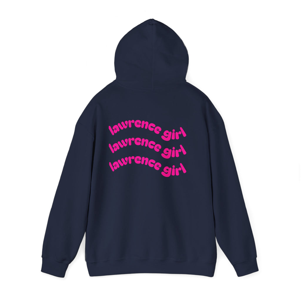 Lawrence Girl Hoodie – Retro Pink Wave Back Print Hooded Sweatshirt