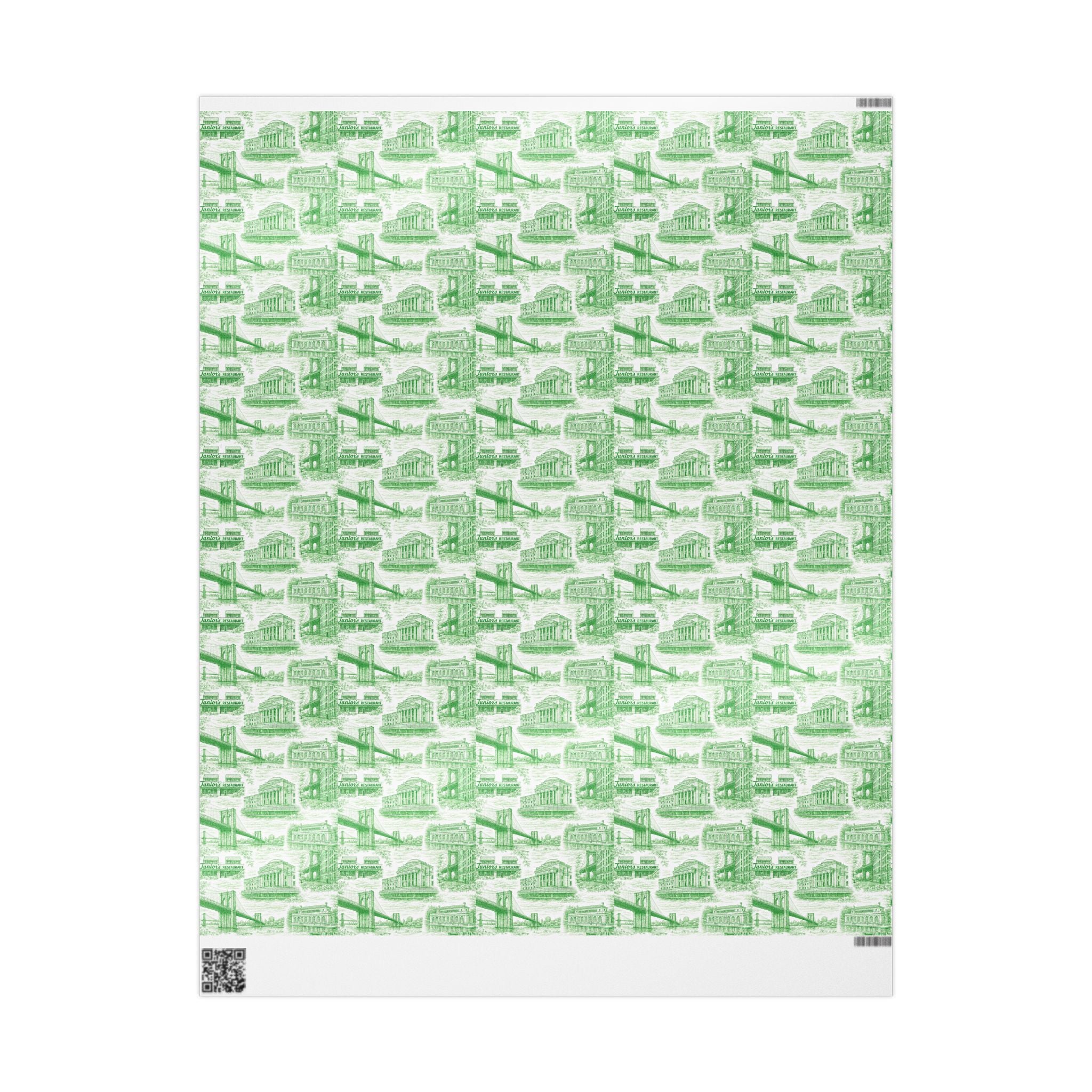 Brooklyn NYC Green Toile Gift Wrapping Papers   Chinoiserie New York City Gift Wrap Brooklyn Bridge Prospect Park Junior's DUMBO Museum