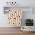 Little Italy Amalfi Pink and White with Lemon Tea Towel — Pink & White Stripes Kitchen Linen