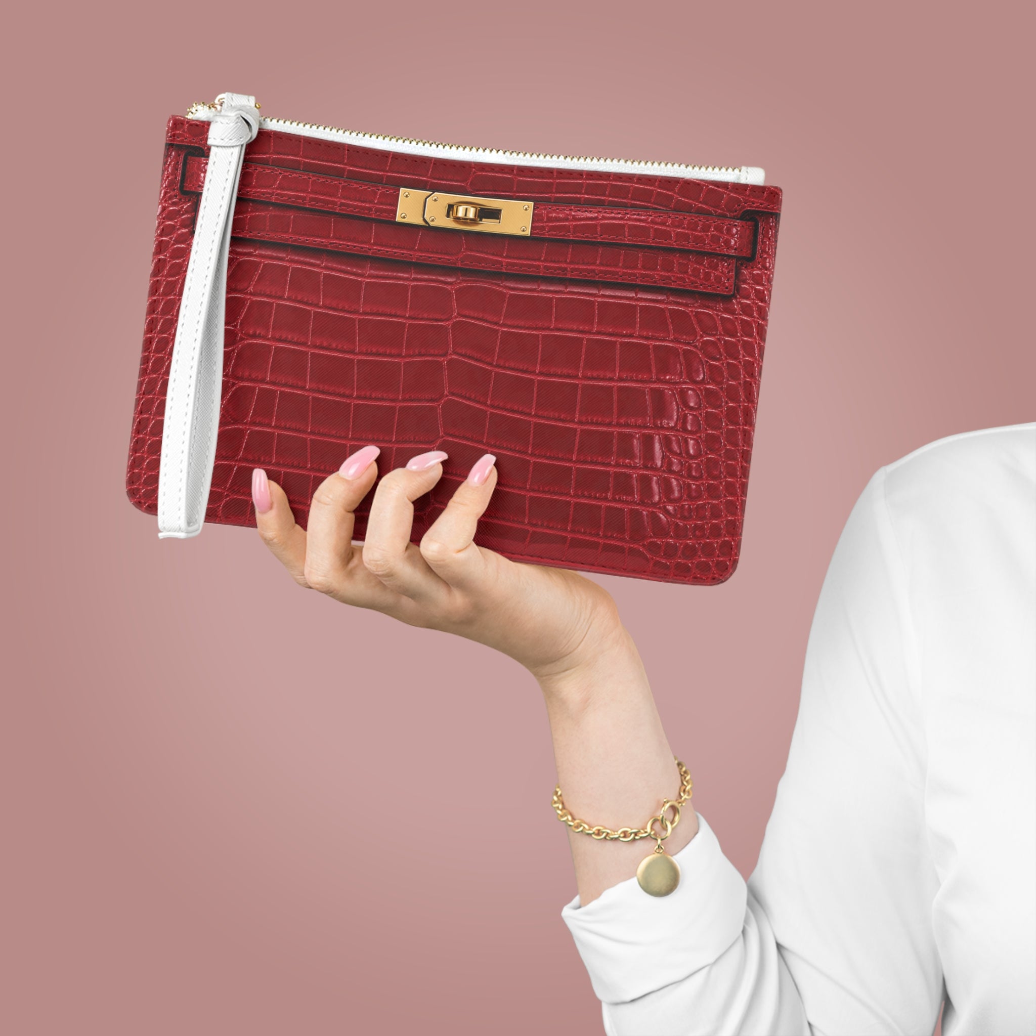 Canal Street Burgundy Clutch Bag — Elegant Wristlet Purse for Evening & Gifts
