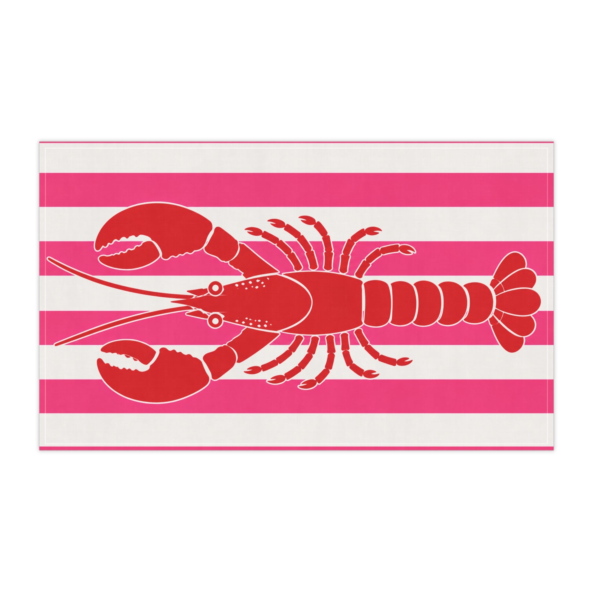 Hamptons Lobster Pink Tea Towel — ink & White Stripes Kitchen Linen