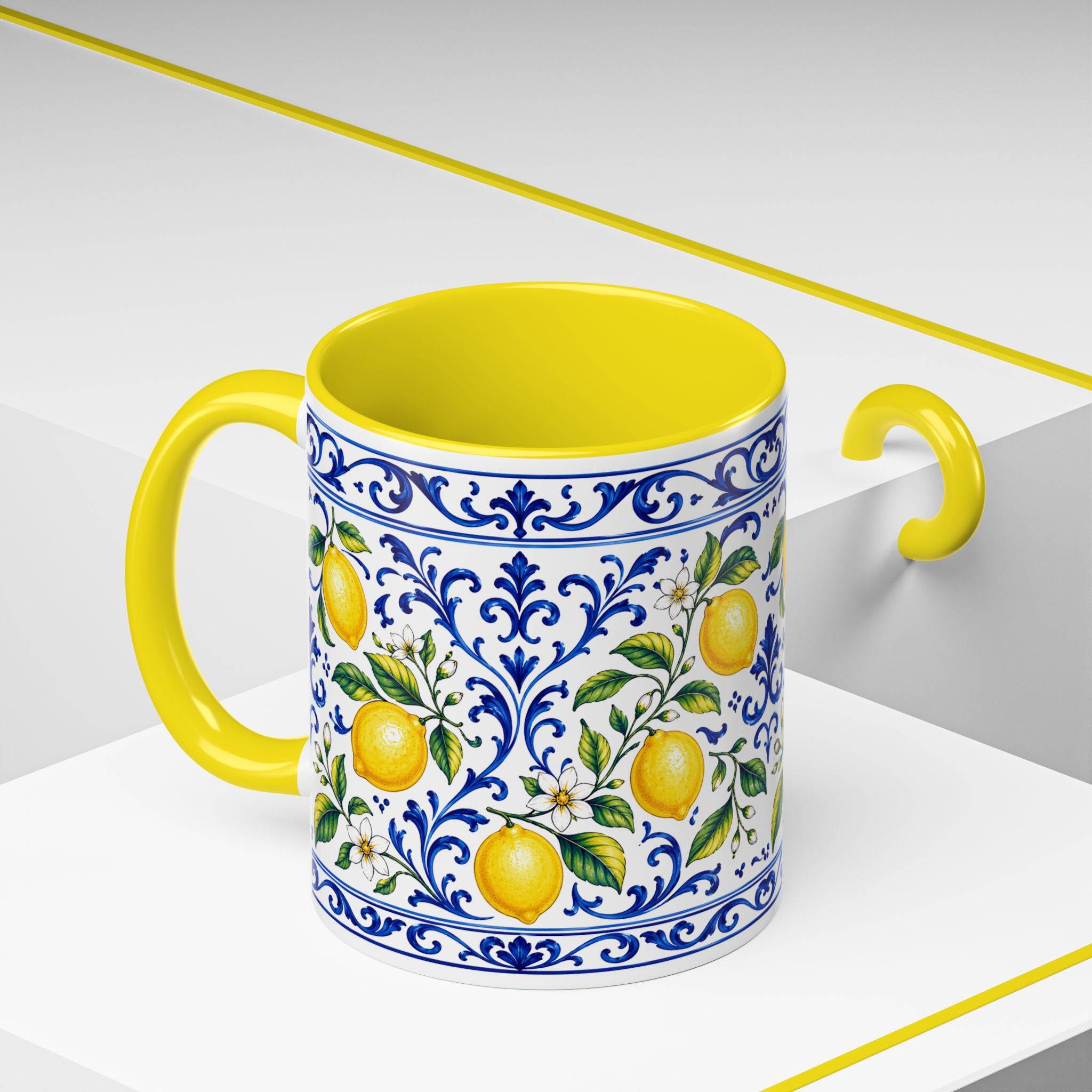 Little Italy Amalfi Blue with Lemon Mug — Blue Ceramic Kitchen Mug (11oz)
