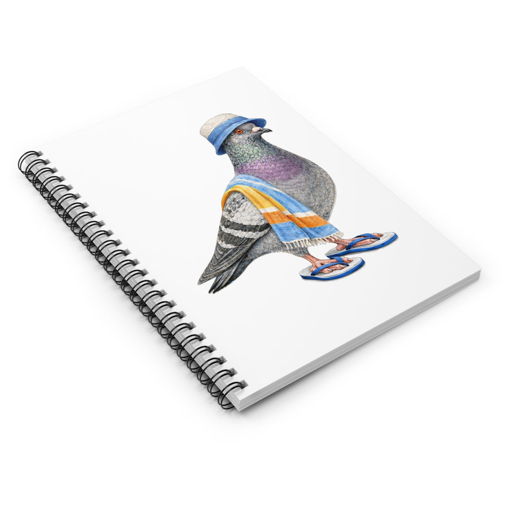 Customizable Coney Island NYC Pigeon Spiral Journal | Brooklyn Beach Bum Bird Lovers Notebook