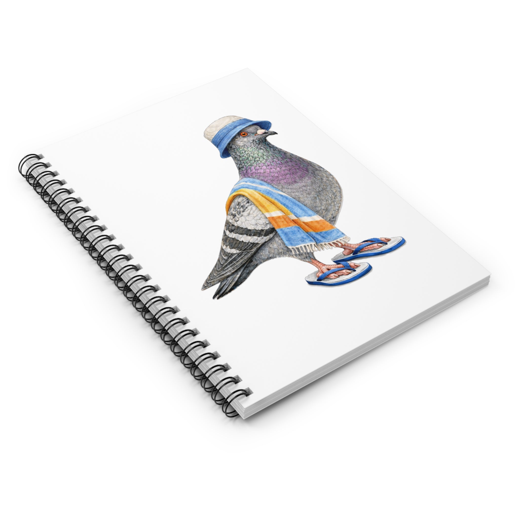 Customizable Coney Island NYC Pigeon Spiral Journal | Brooklyn Beach Bum Bird Lovers Notebook