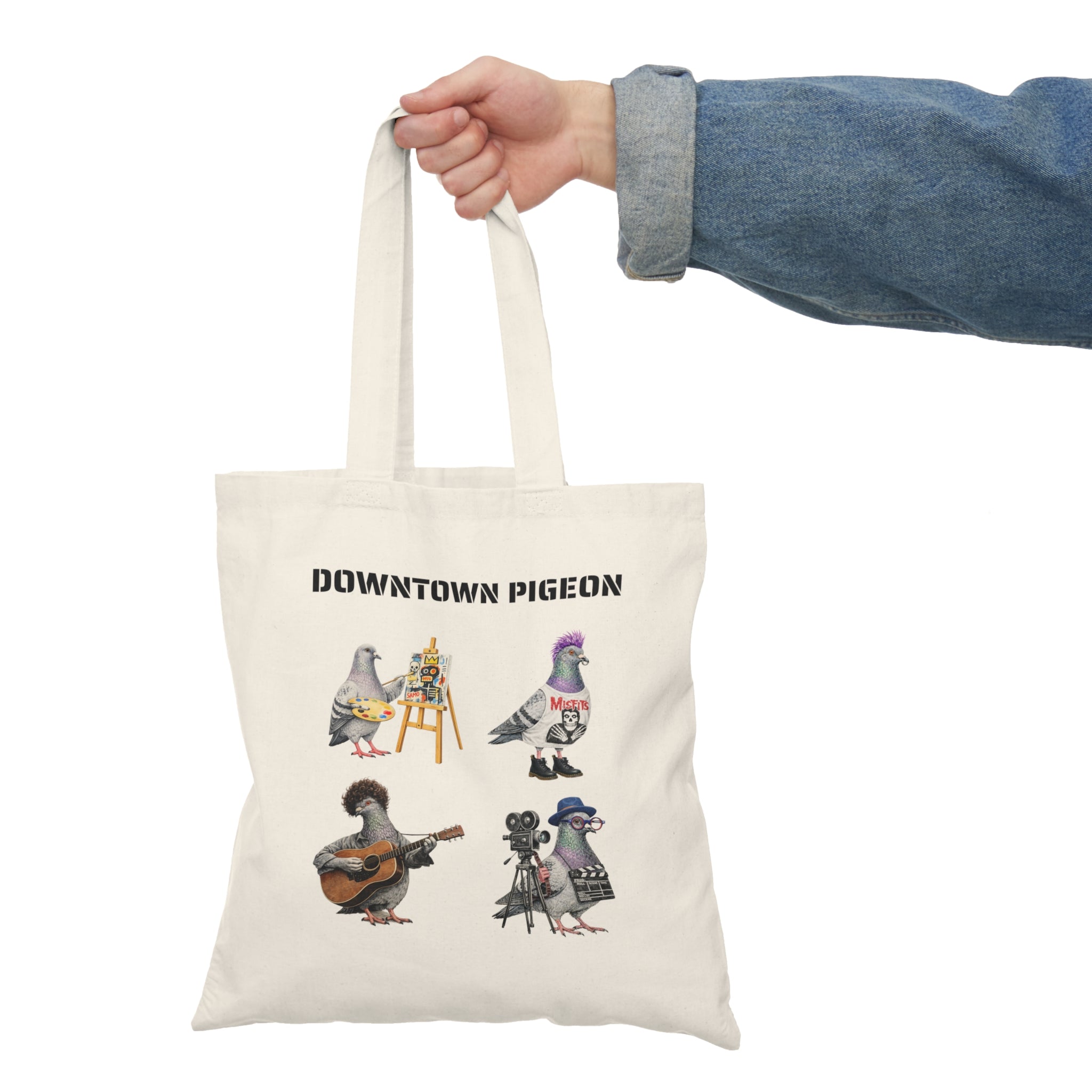 Downtown NYC Pigeon Subway Tote Bag | Illustrated The New Yorker Artist Filmmaker Musician Punk Bird Lovers Tote