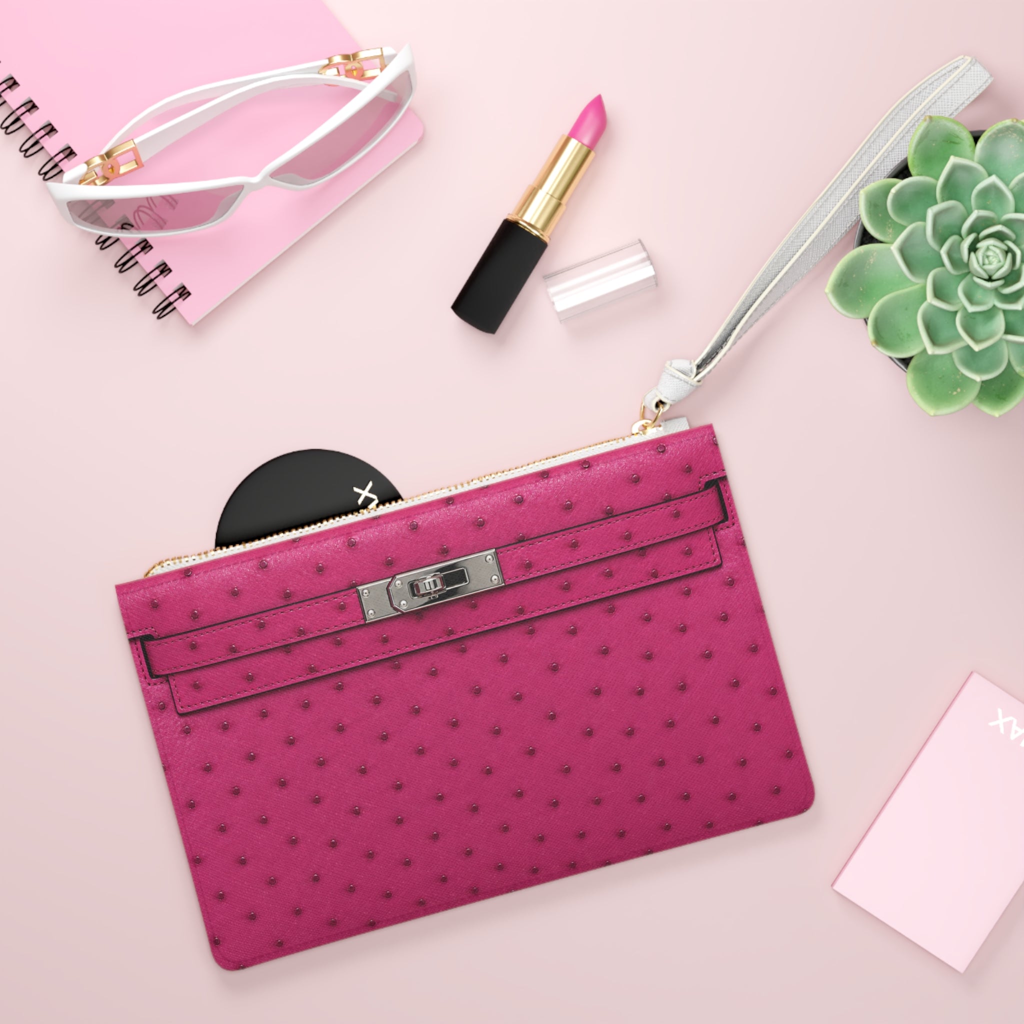 Canal Street Fuchsia Clutch Bag — Elegant Wristlet Purse for Evening & Gifts