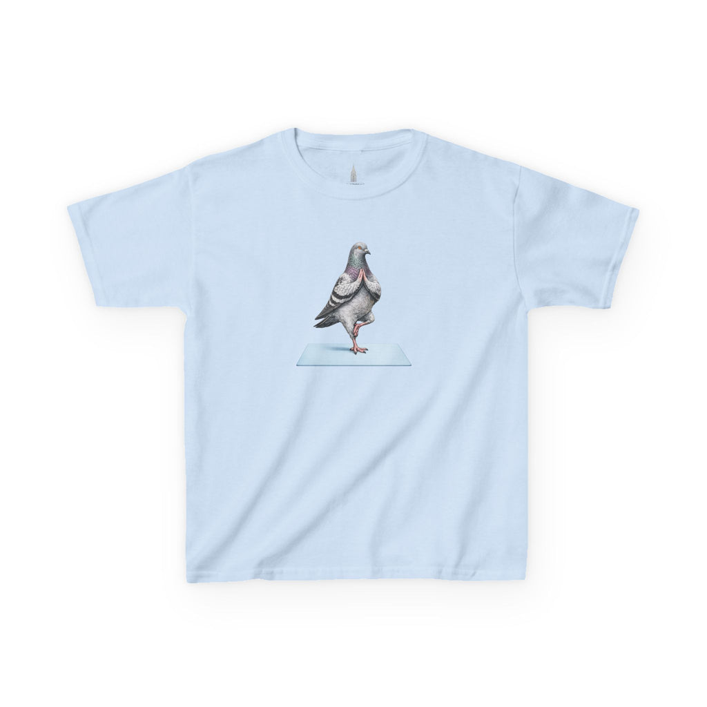 Customizable Central Park NYC Pigeon Kids Yoga Tee — Cute Bird Yoga T-Shirt for Children