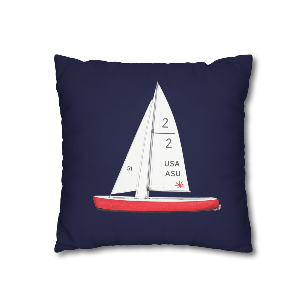 Funda de almohada cuadrada de 16" x 16" con velero modelo de Central Park – Funda decorativa azul marino (relleno de almohada no incluido)