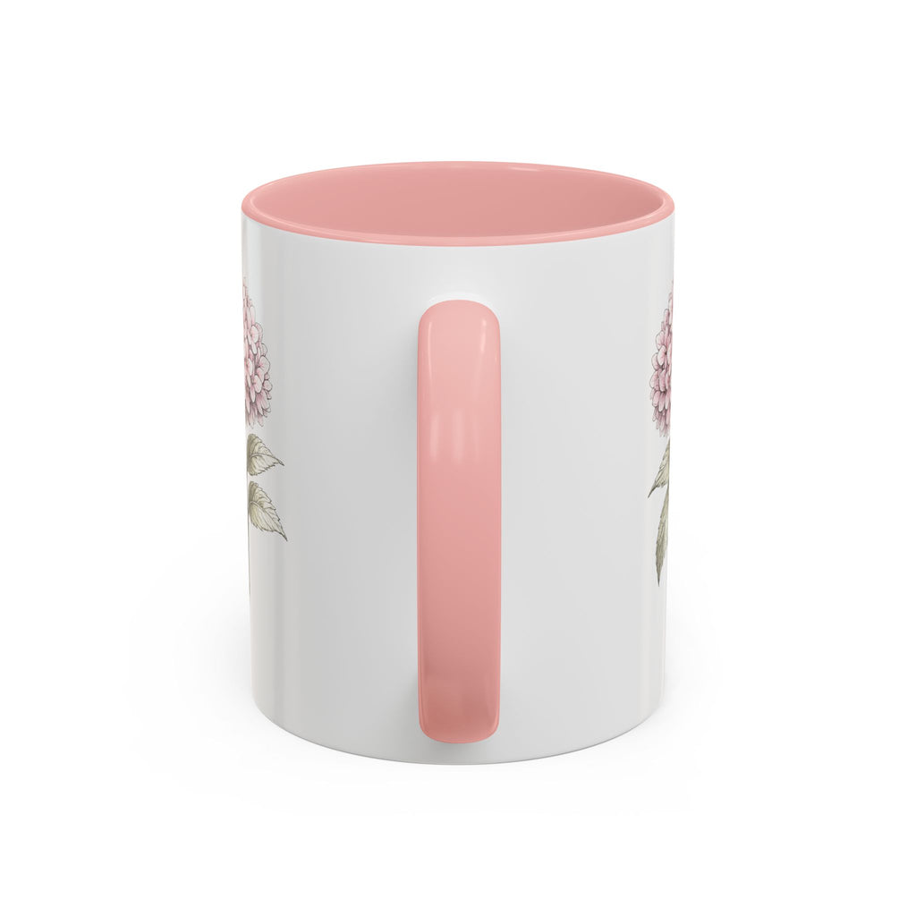 Hamptons Pink Hydrangea Accent Coffee Mug – Blue Floral 11 oz