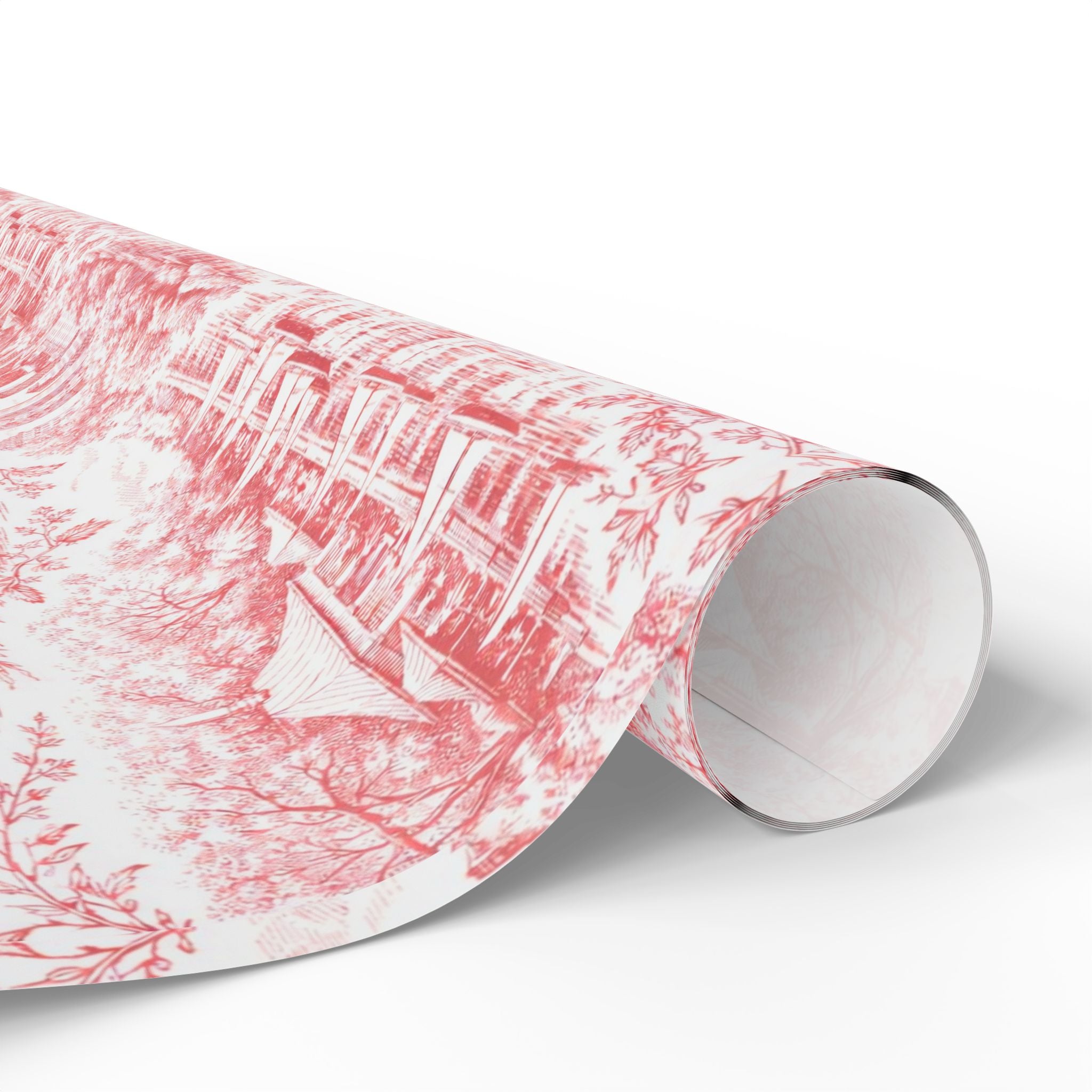 Central Park Red Toile NYC Wrapping Paper | New York City Scenic Toile Pattern Roll