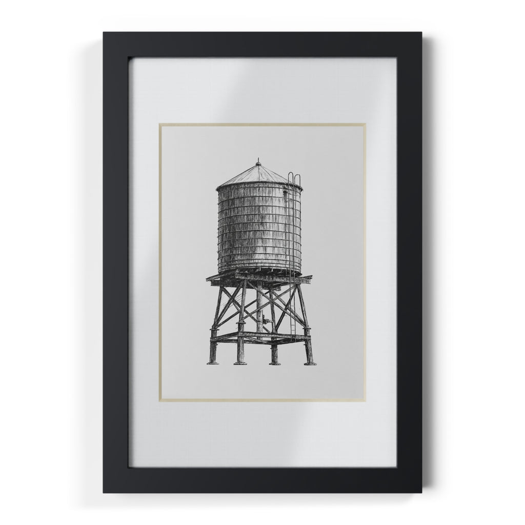 Boceto de la torre de agua de Nueva York | Marco negro