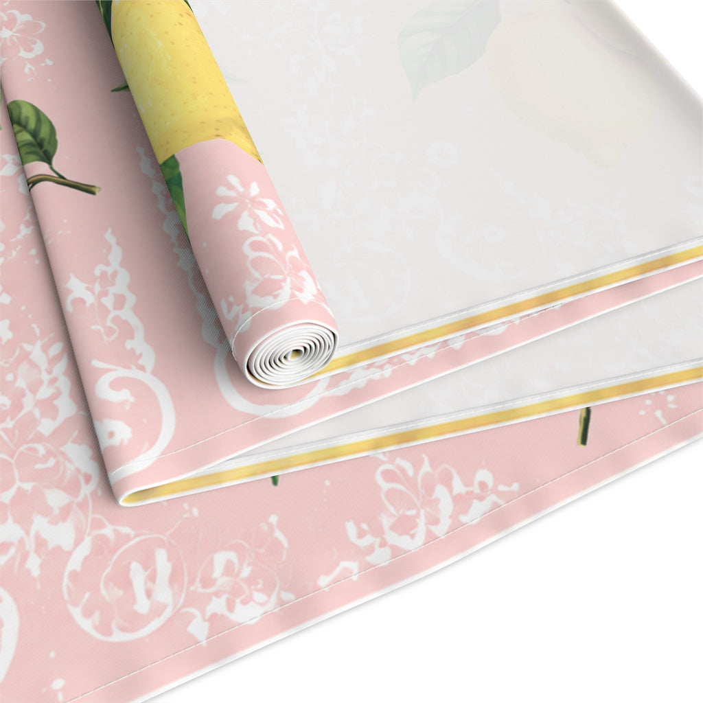 Little Italy Amalfi Pink with Lemon 3 Table Runner – Mediterranean Dining Decor