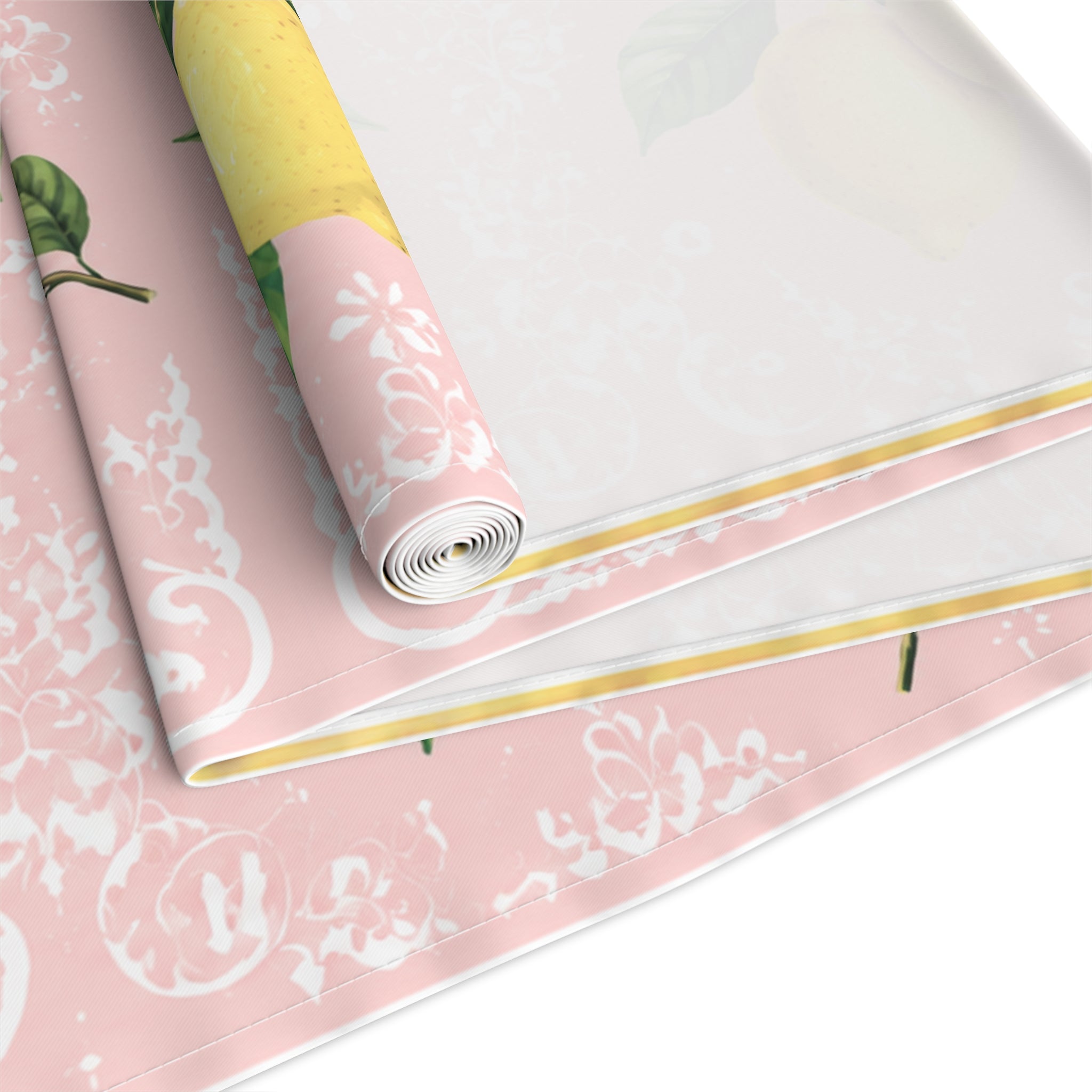 Little Italy Amalfi Pink with Lemon 3 Table Runner – Mediterranean Dining Decor