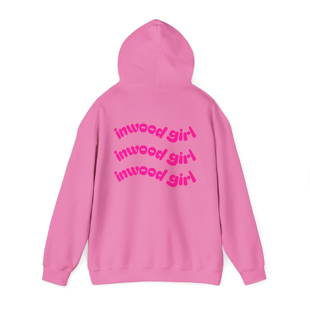 Inwood Girl Hoodie – Retro Pink Wave Back Print Hooded Sweatshirt