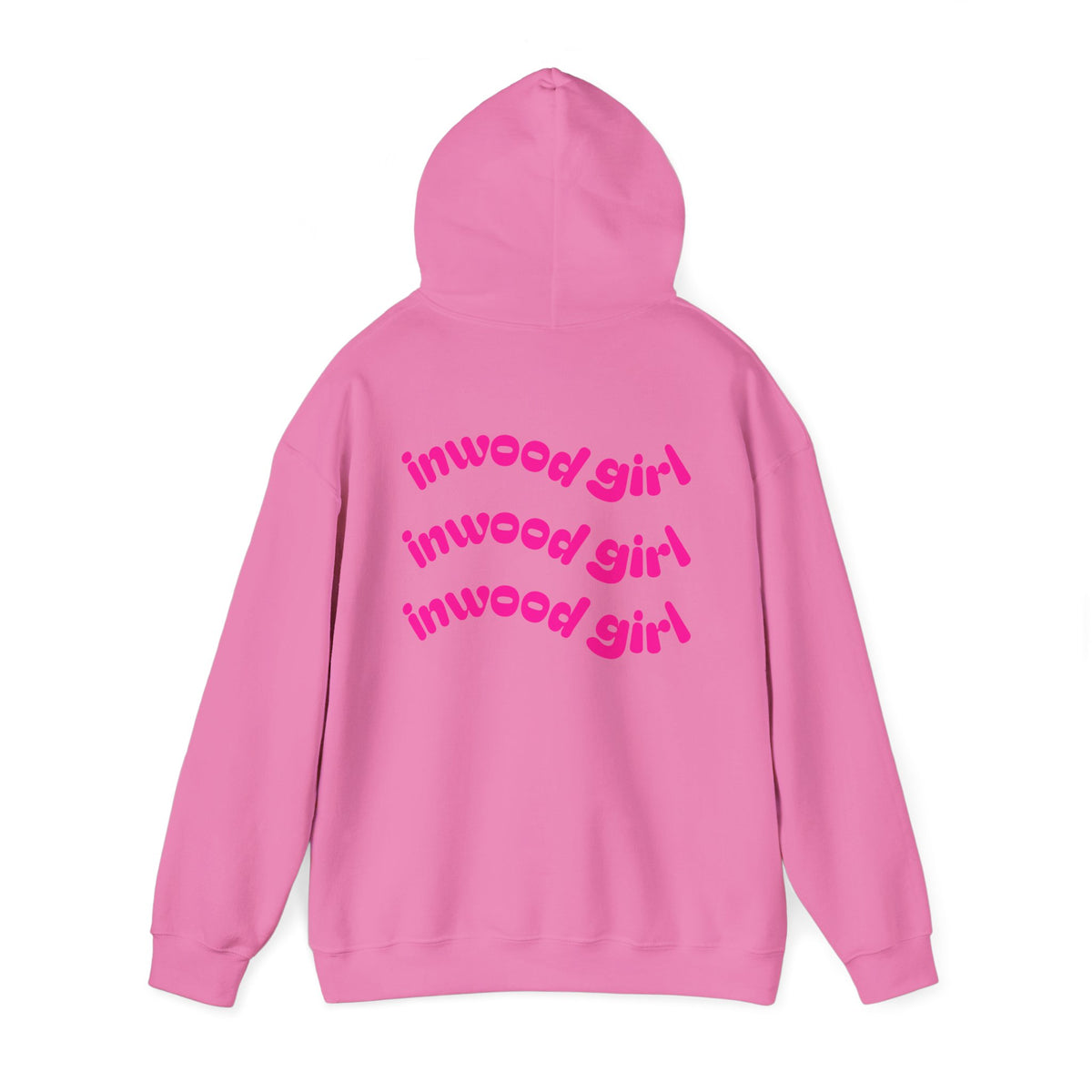 Inwood Girl Hoodie – Retro Pink Wave Back Print Hooded Sweatshirt