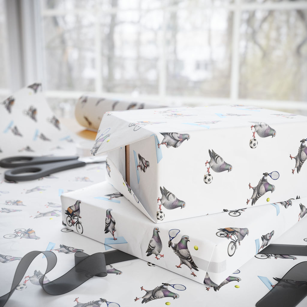Get Well Soon NYC Pigeon Pattern Gift Wrap Paper | New York Active Lifestyle Bird Lover Wrapping Paper Roll