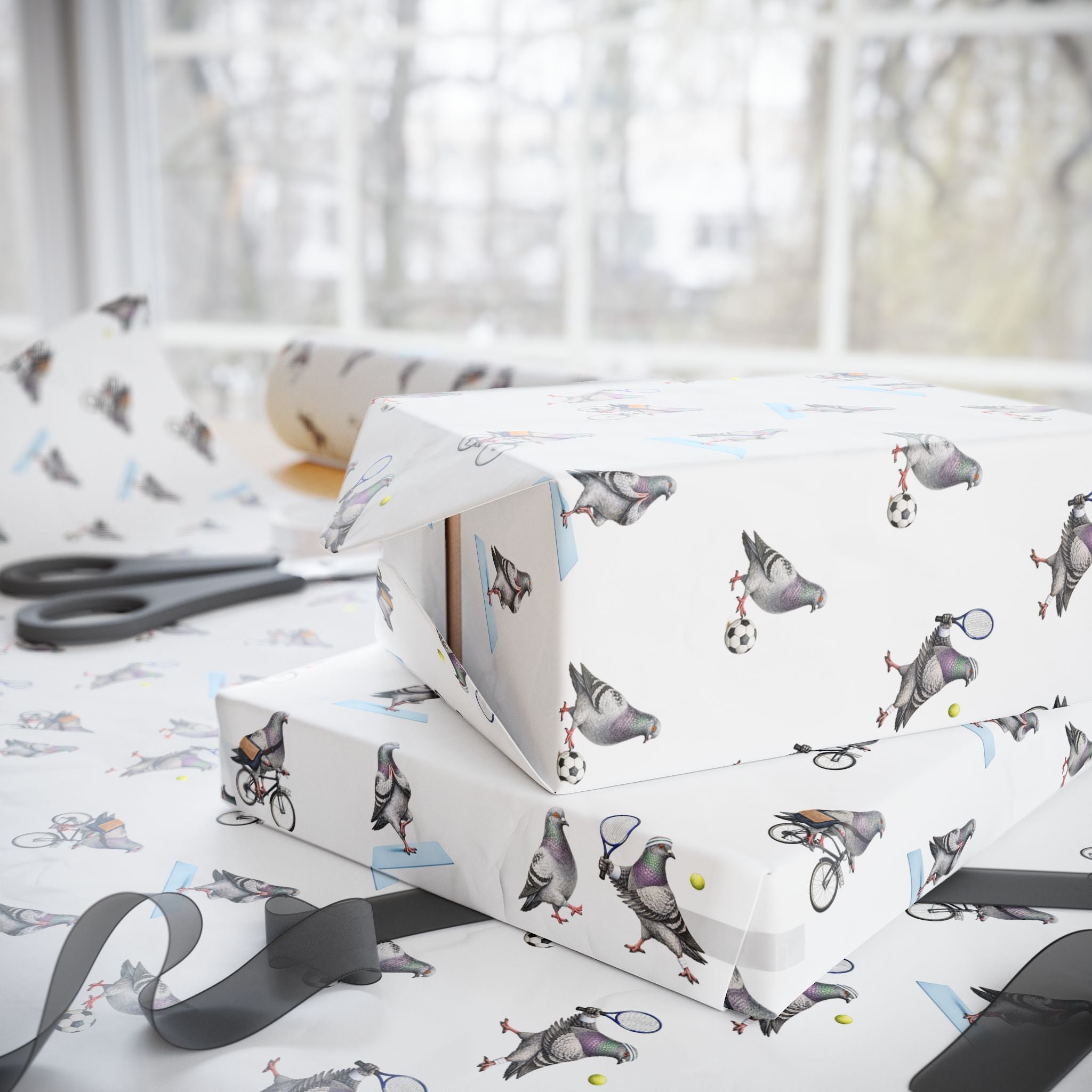 Get Well Soon NYC Pigeon Pattern Gift Wrap Paper | New York Active Lifestyle Bird Lover Wrapping Paper Roll