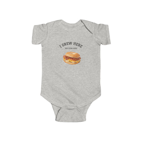 Bacon Egg and Cheese Baby Bodysuit | I Grew Here You Flew Here baby onesie