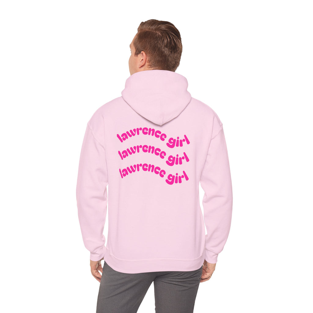 Lawrence Girl Hoodie – Retro Pink Wave Back Print Hooded Sweatshirt