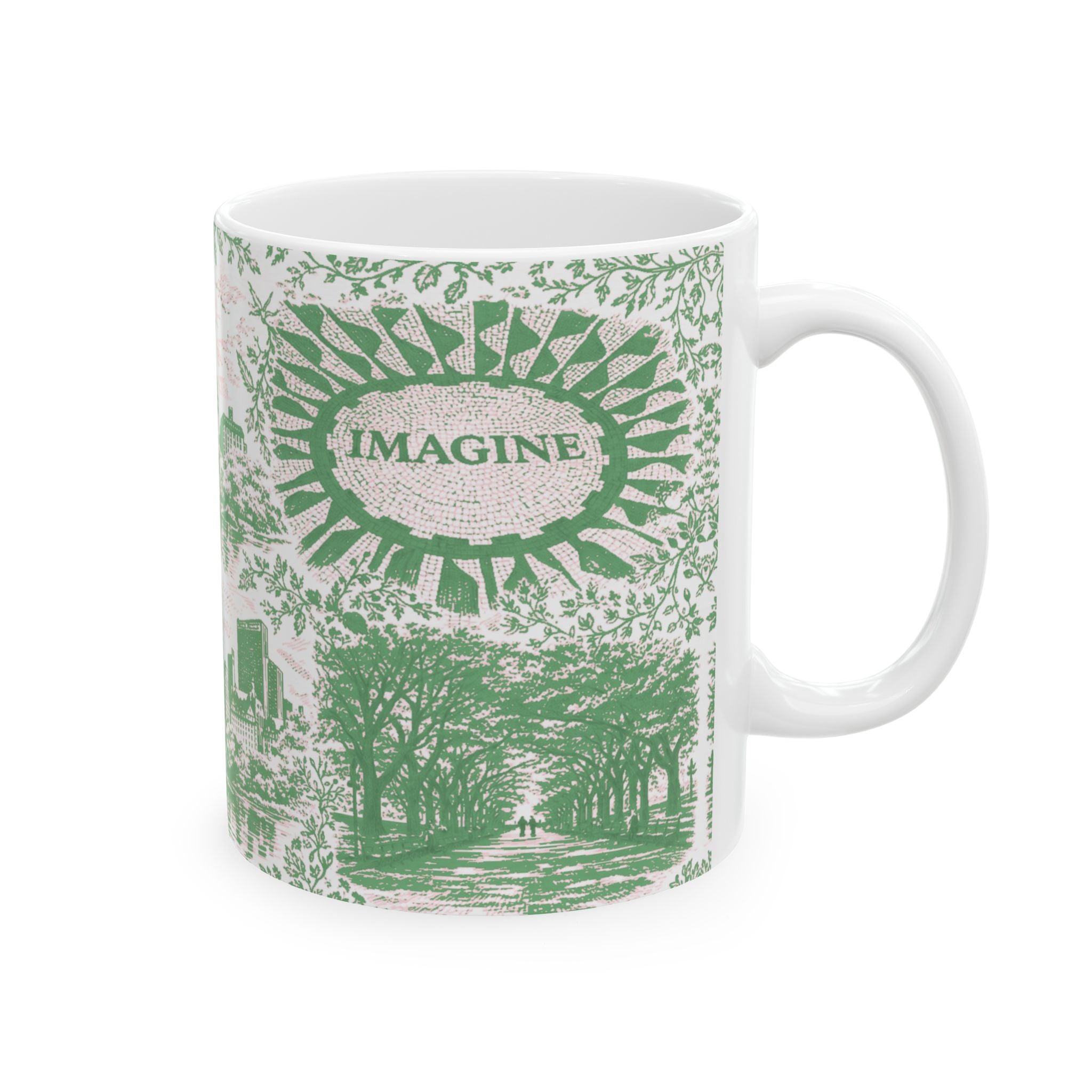 Central Park Green Toile de Jouy Mug | NYC Chinoiserie Ceramic Coffee Cup