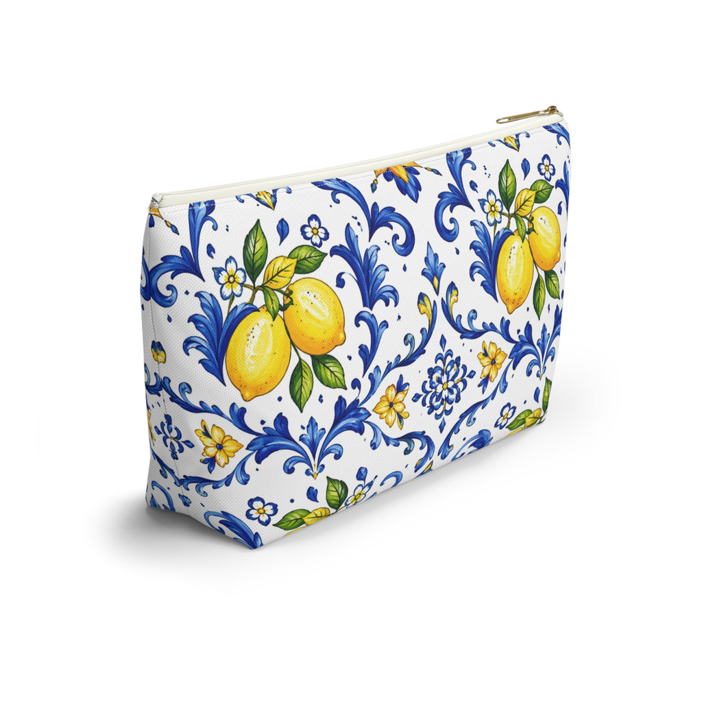 Little Italy Amalfi Blue and White with Lemon 2 Makeup Pouch —  T-Bottom Travel Bag