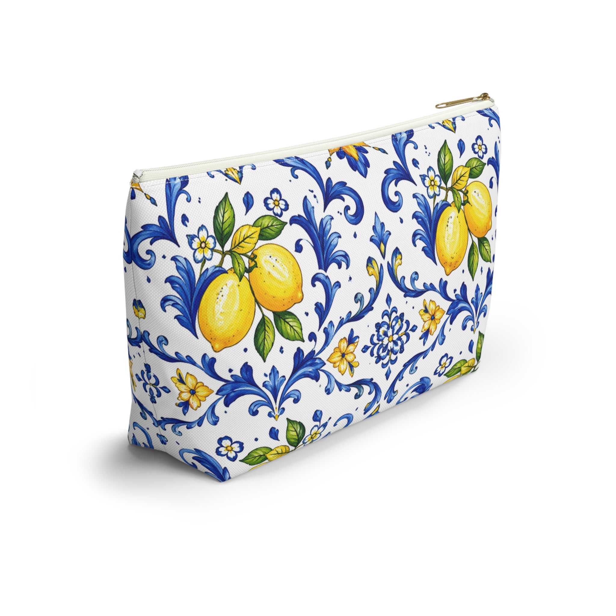 Little Italy Amalfi Blue and White with Lemon 2 Makeup Pouch —  T-Bottom Travel Bag