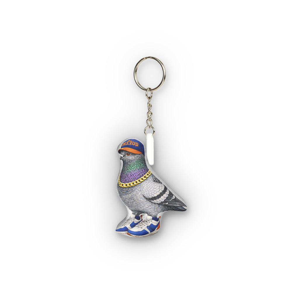 Queens NYC Pigeon Mini Plush Keychain | New York Baseball Fan Bird Lovers Plushie Bag Charm