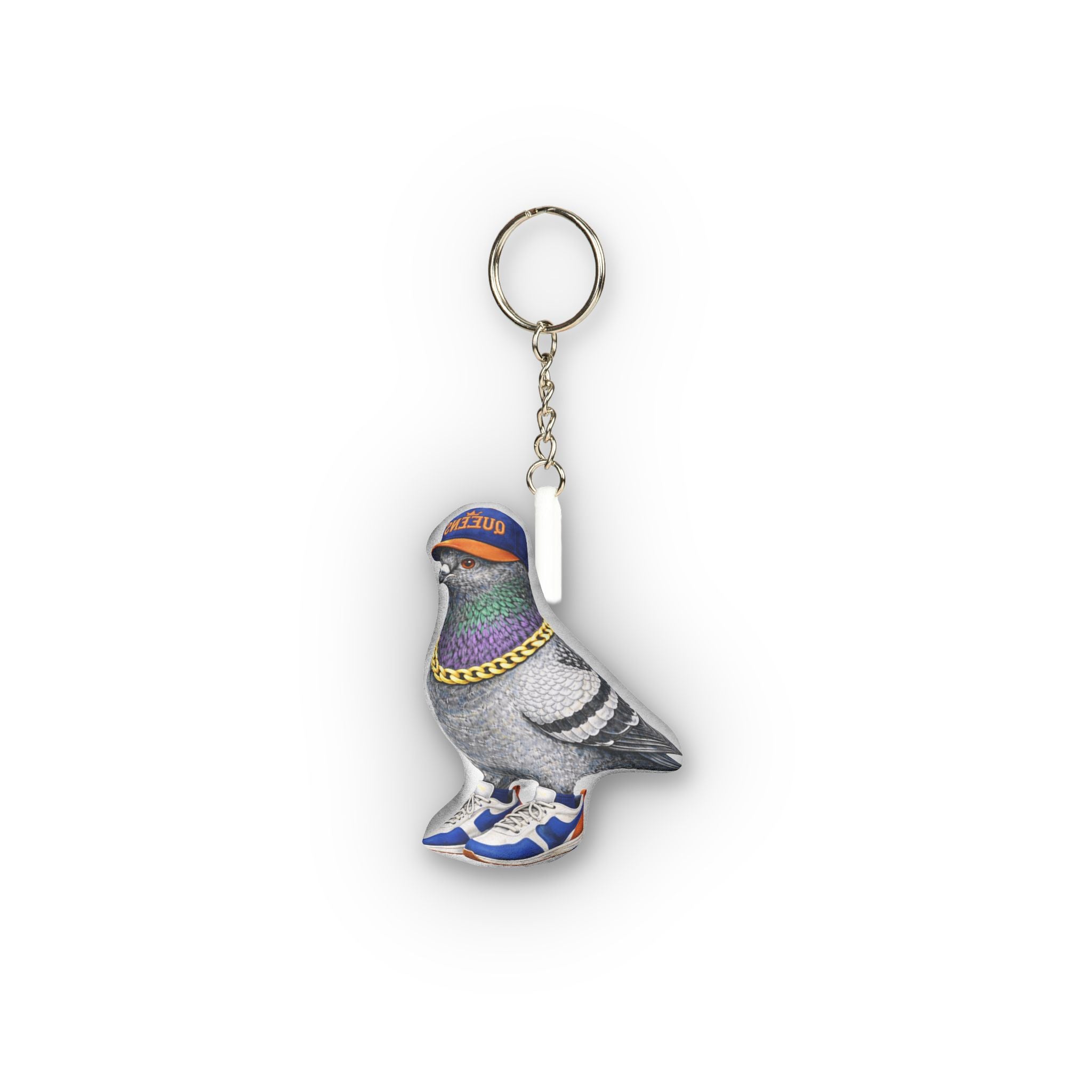 Queens NYC Pigeon Mini Plush Keychain | New York Baseball Fan Bird Lovers Plushie Bag Charm