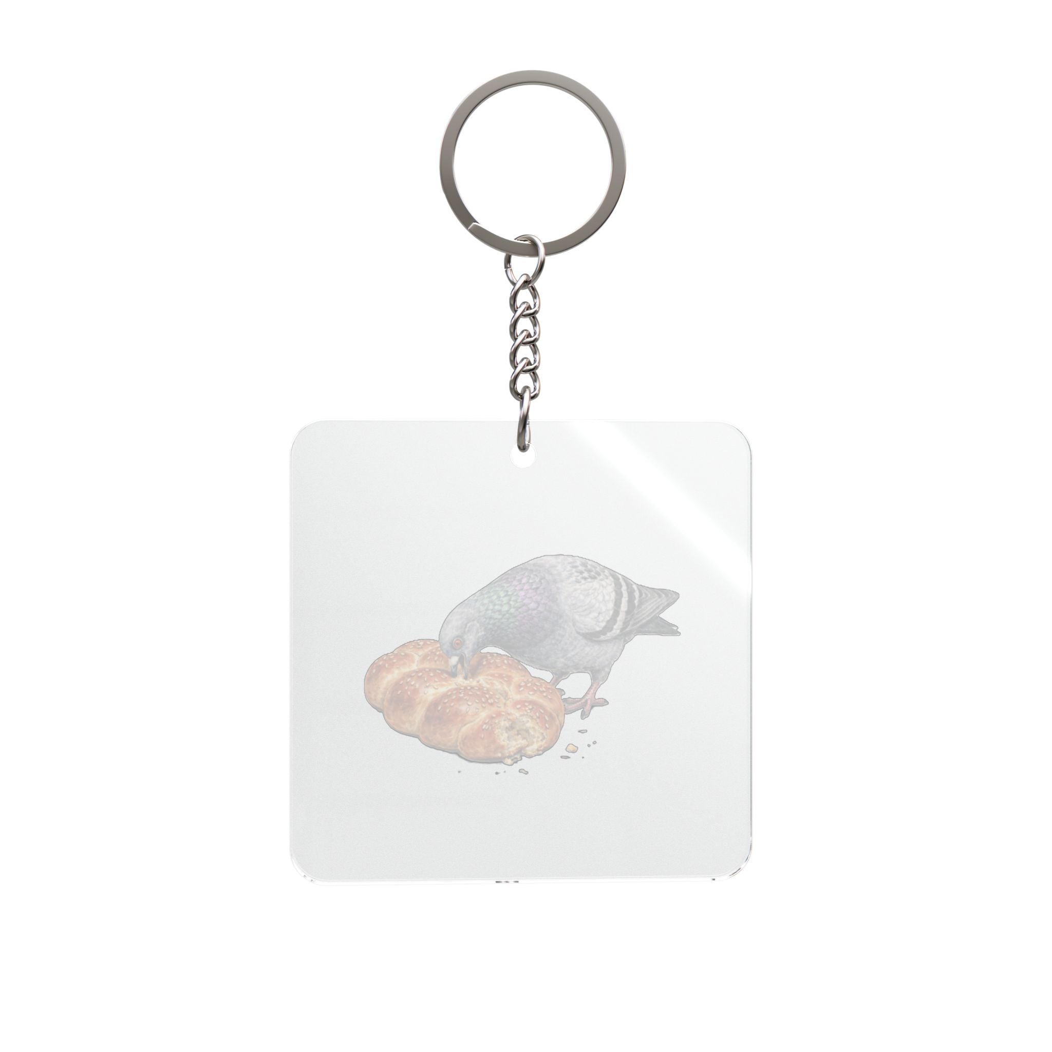 Customizable Borough Park NYC Pigeon Square Keychain | Brooklyn Kosher Challah Bird Lovers Keyring Gift
