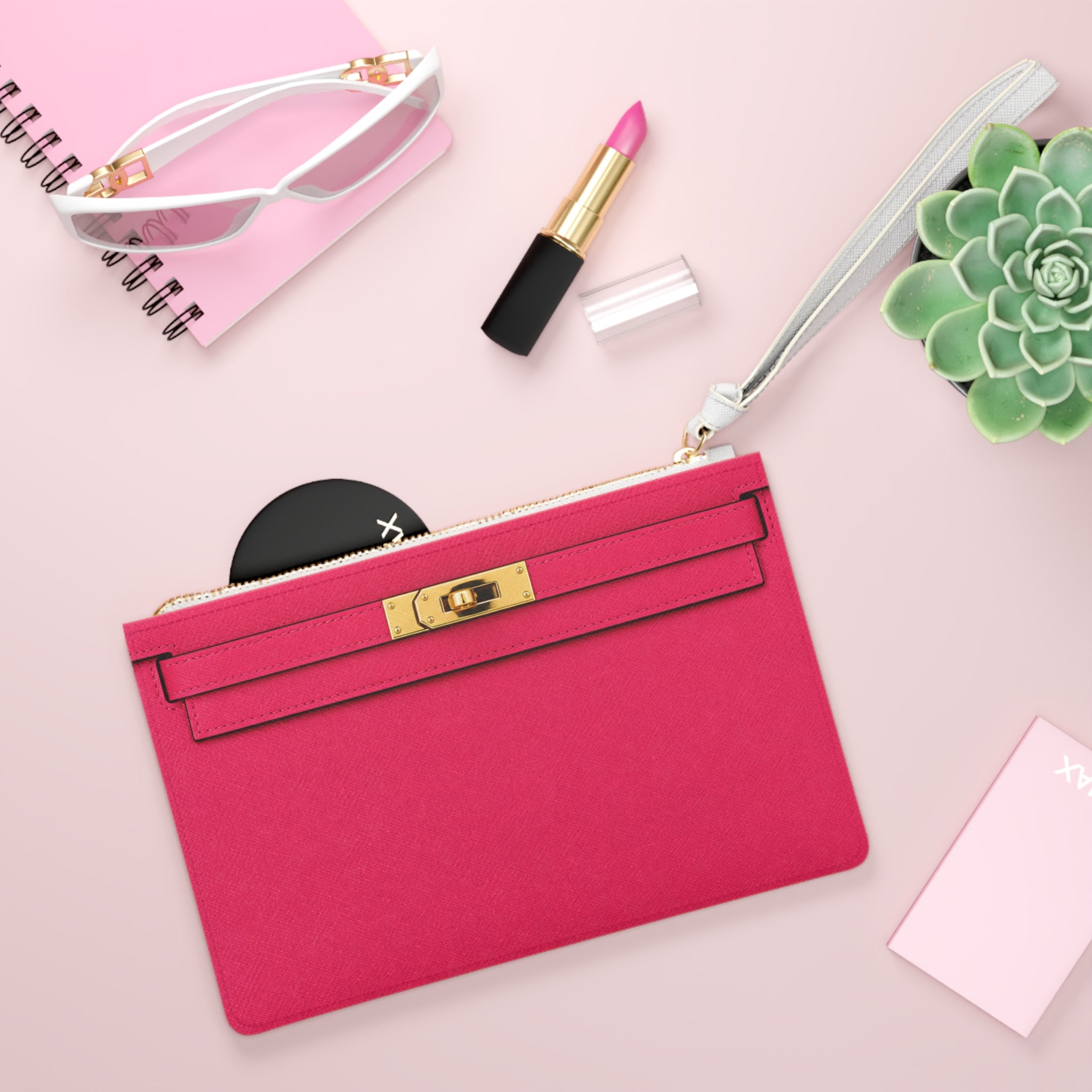 Canal Street Pink and Gold Clutch Bag — Elegant Wristlet Purse for Evening & Gifts