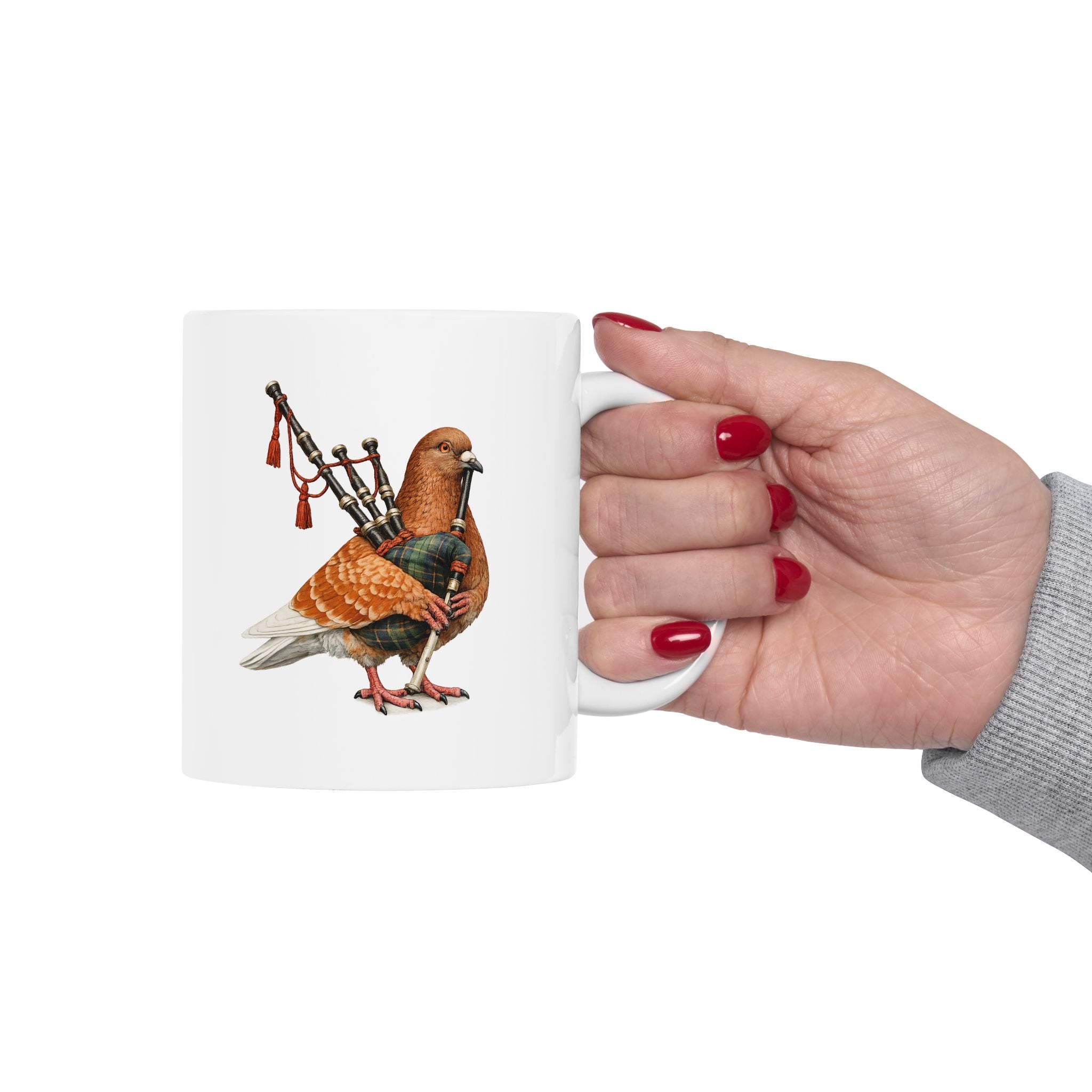 Customizable Woodlawn NYC Pigeon Mug | NYC Redhead Pigeon Irish Bagpipes Bird Lovers Ceramic Coffee Cup