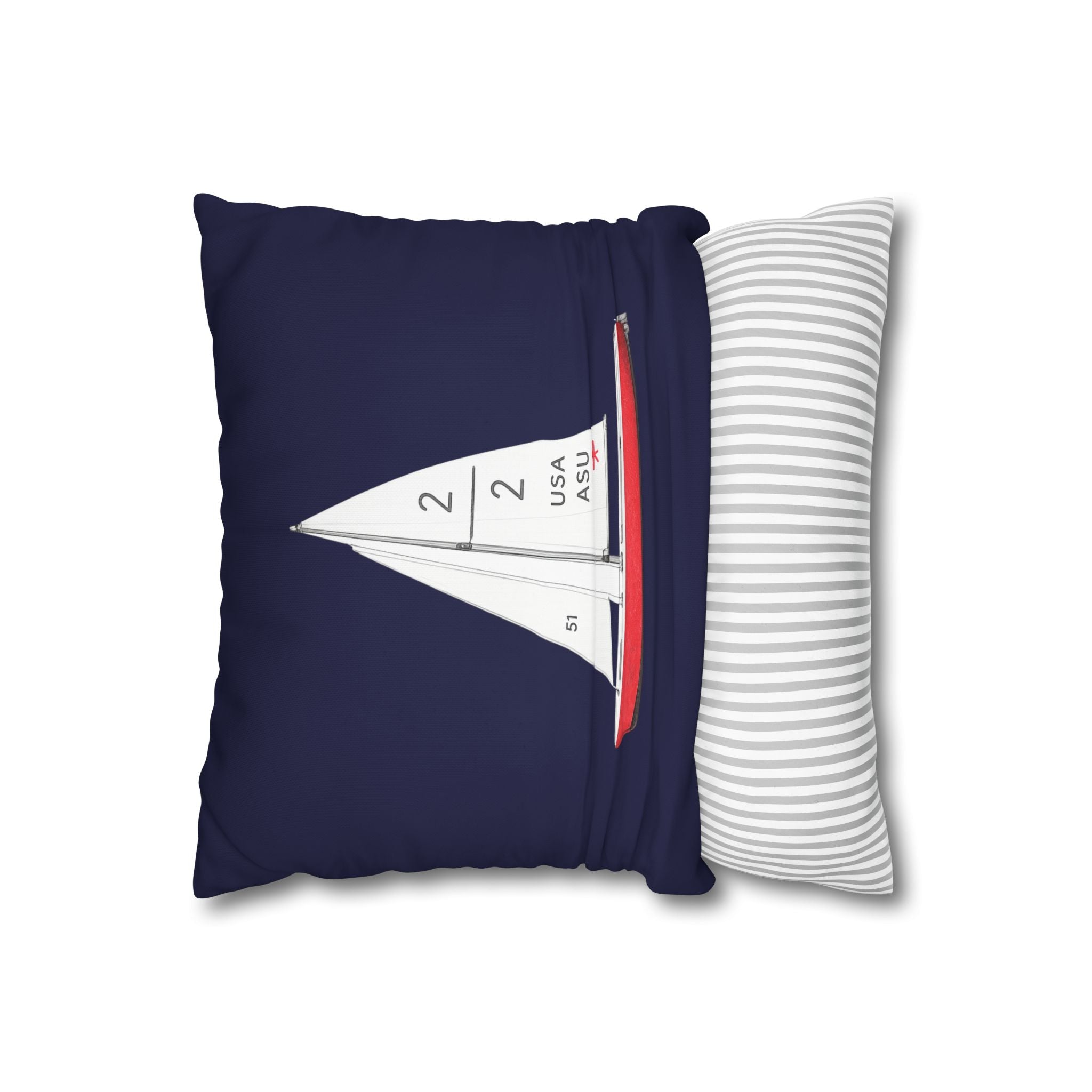 Central Park Model Sailboat Square 16" x 16" Pillowcase – Navy Decorative Throw Pillow Cover (Pillow Not Included)