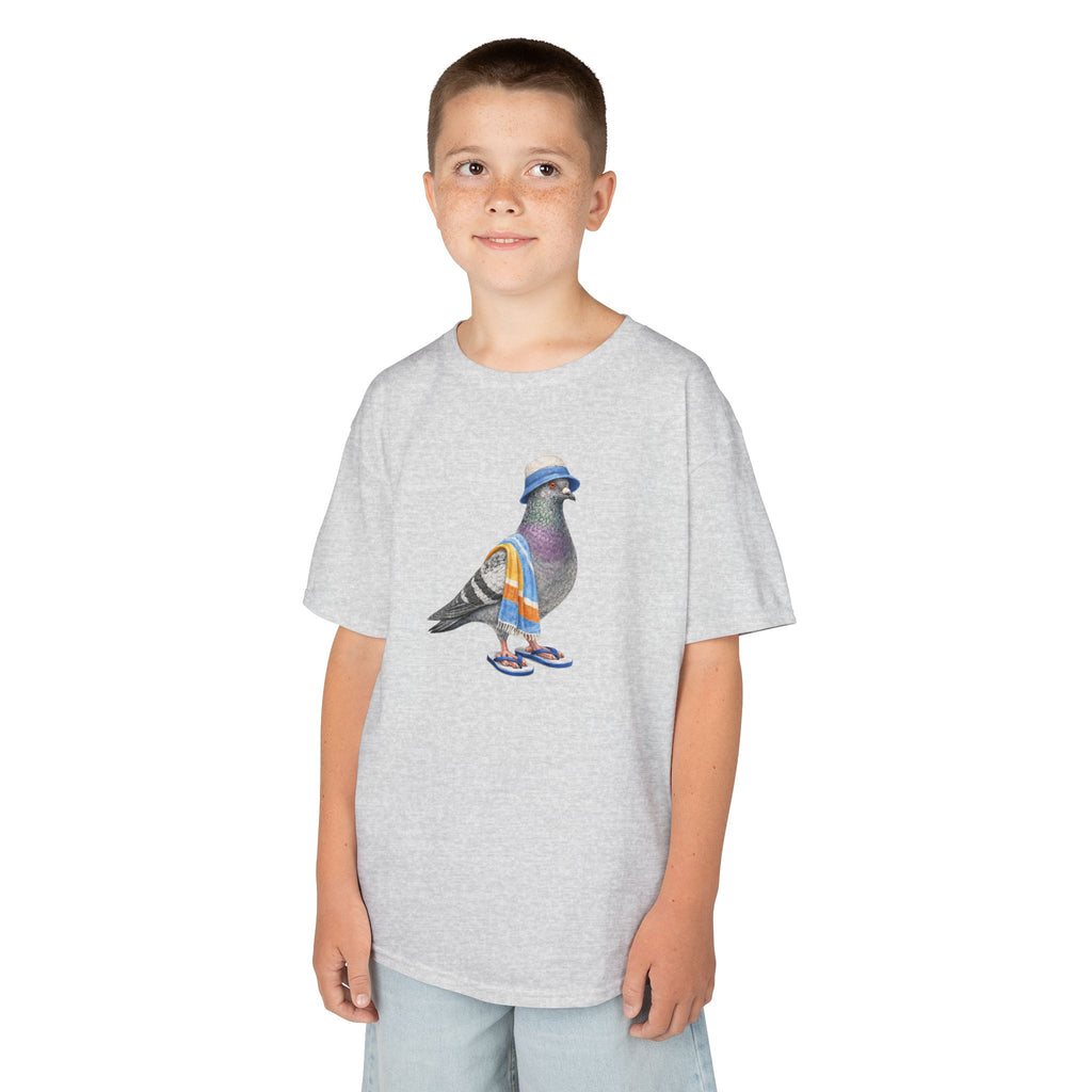 Customizable Coney Island NYC Pigeon Kid Tee —  Cute Bird Beach Bum T-Shirt for Children
