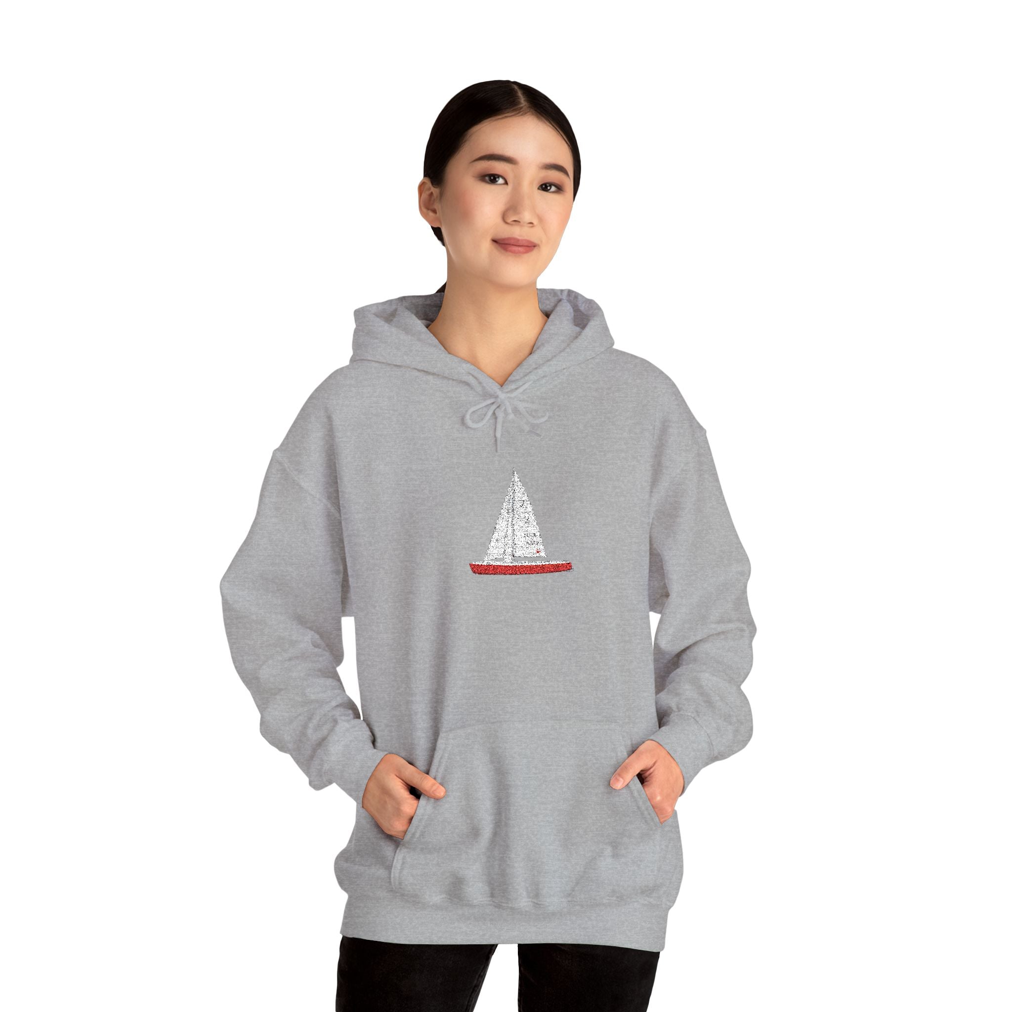 Central Park Model Sailboat Embroidered NYC Hoodie   Unisex New York Embroidery Sailboat Hooded Sweatshirt