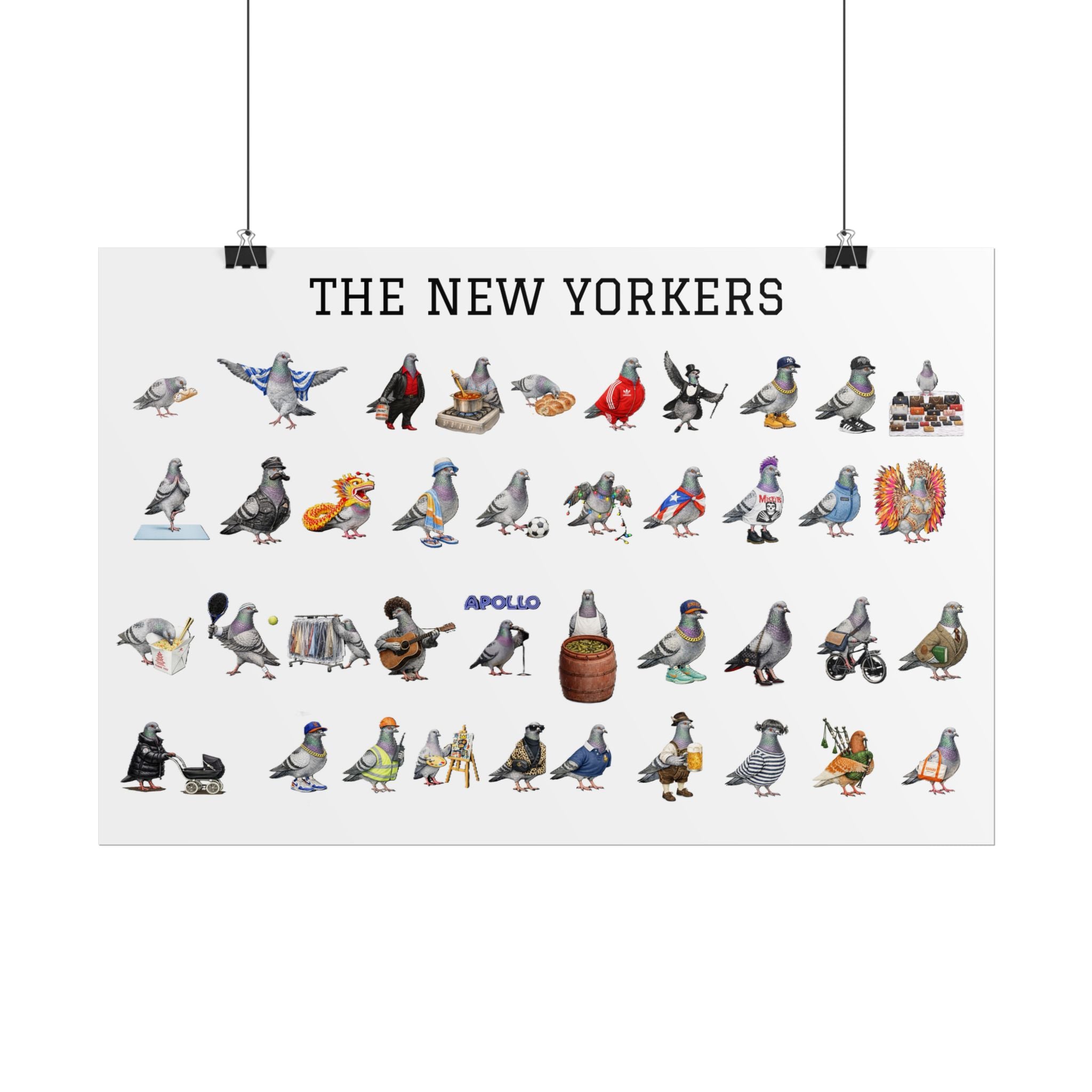 The New Yorkers Neighborhood Pigeons Rolled Poster | NYC Pigeon Gift for Bird Lovers