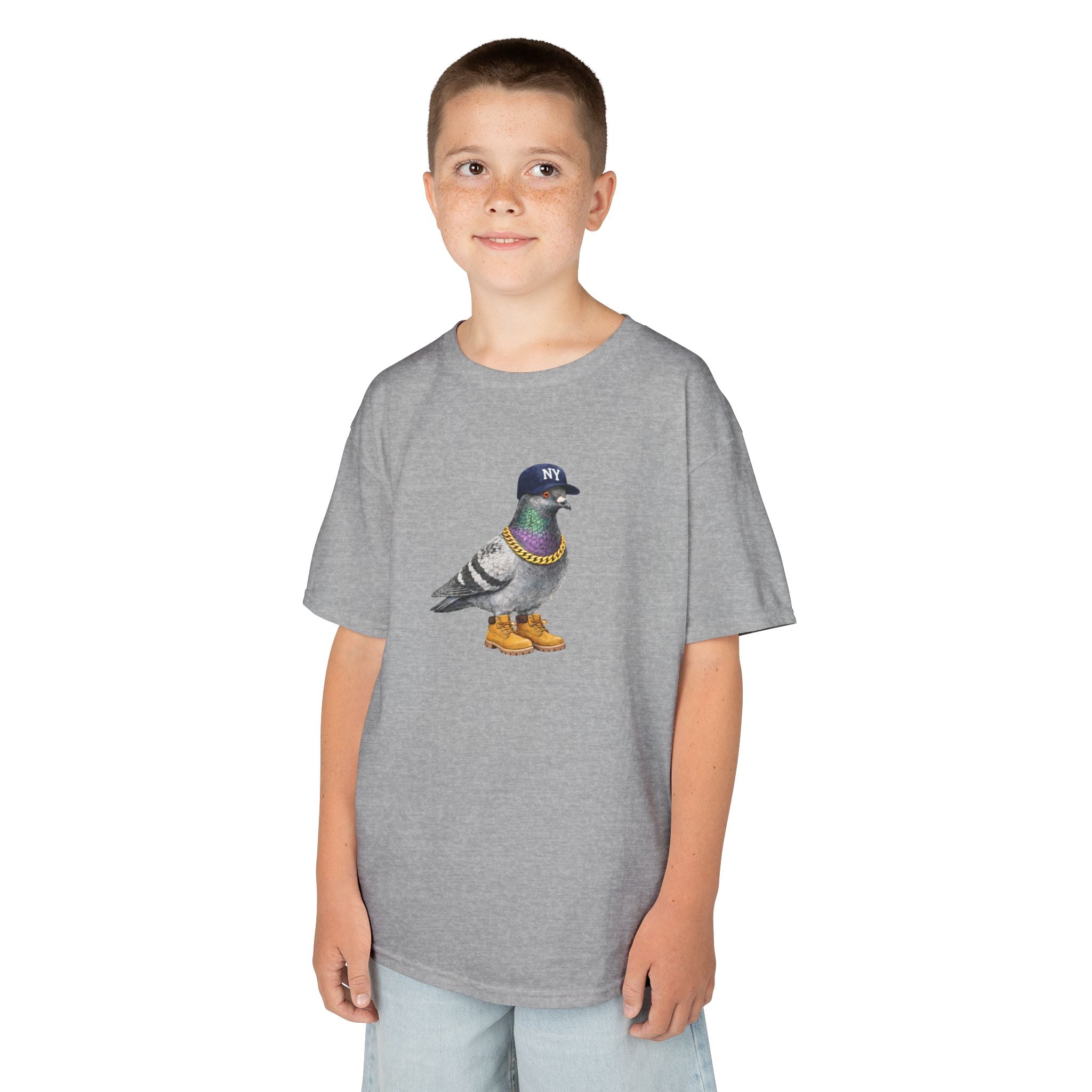 Camiseta infantil personalizable con paloma del Bronx de Nueva York — Camiseta con simpático pájaro aficionado al béisbol para niños