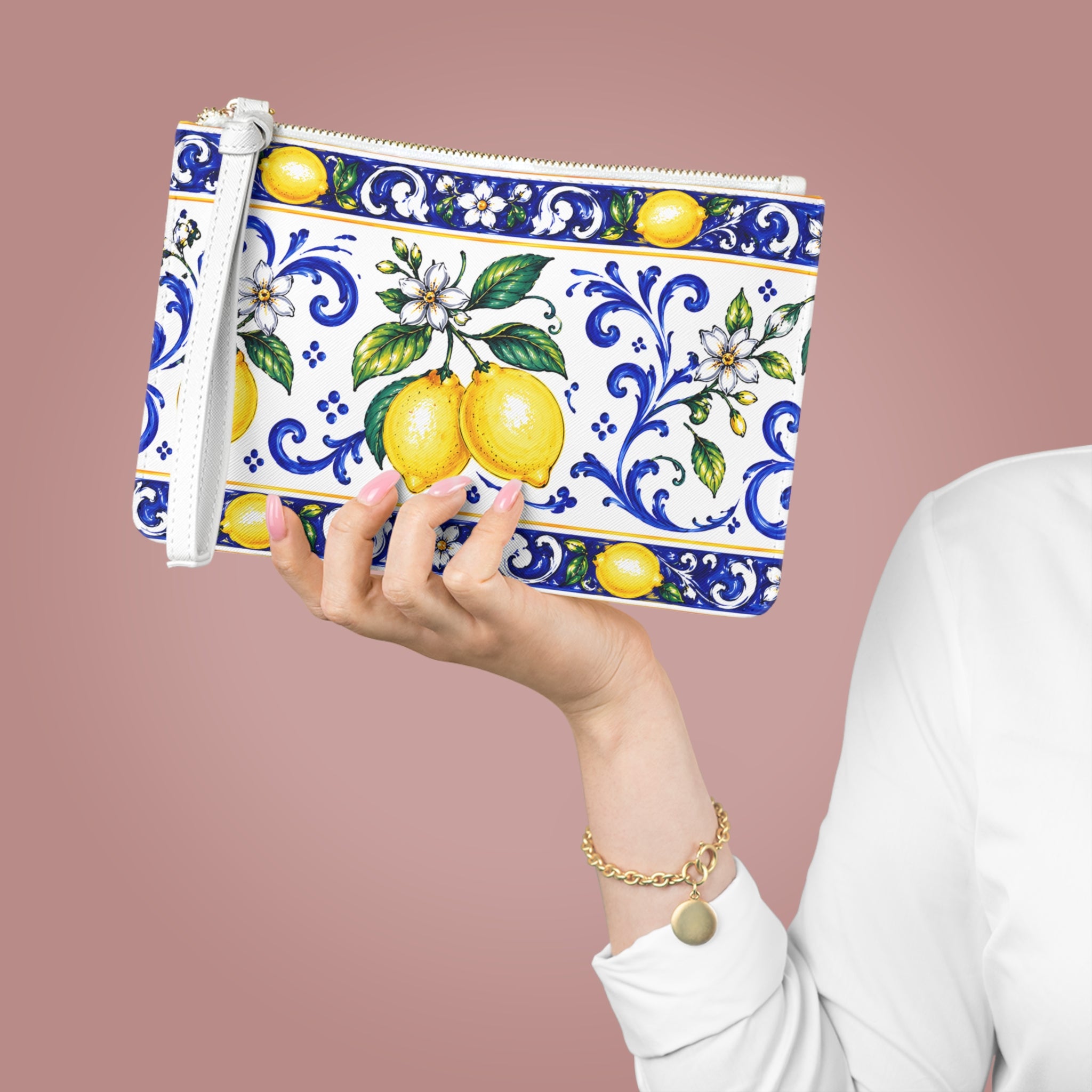 Little Italy Amalfi Blue and White with Lemon Clutch