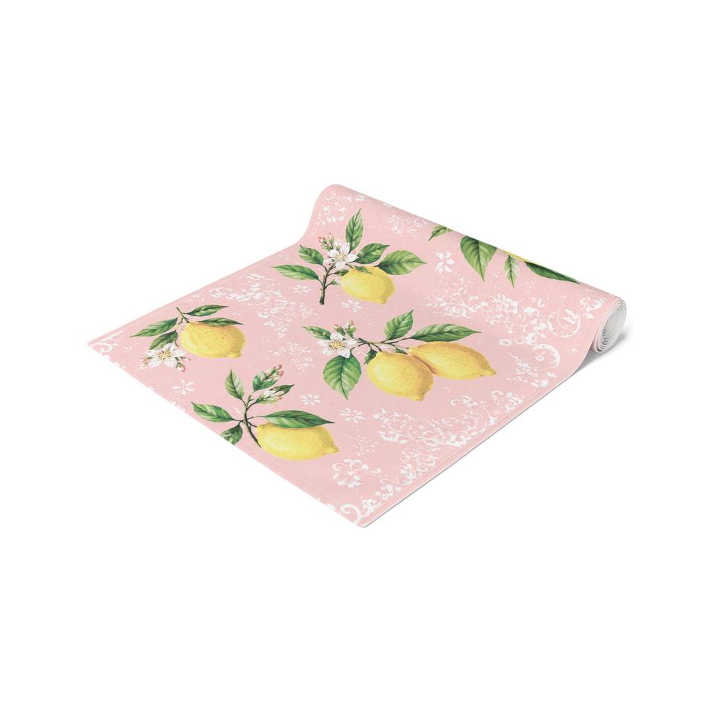 Little Italy Amalfi Pink with Lemon 3 Table Runner – Mediterranean Dining Decor