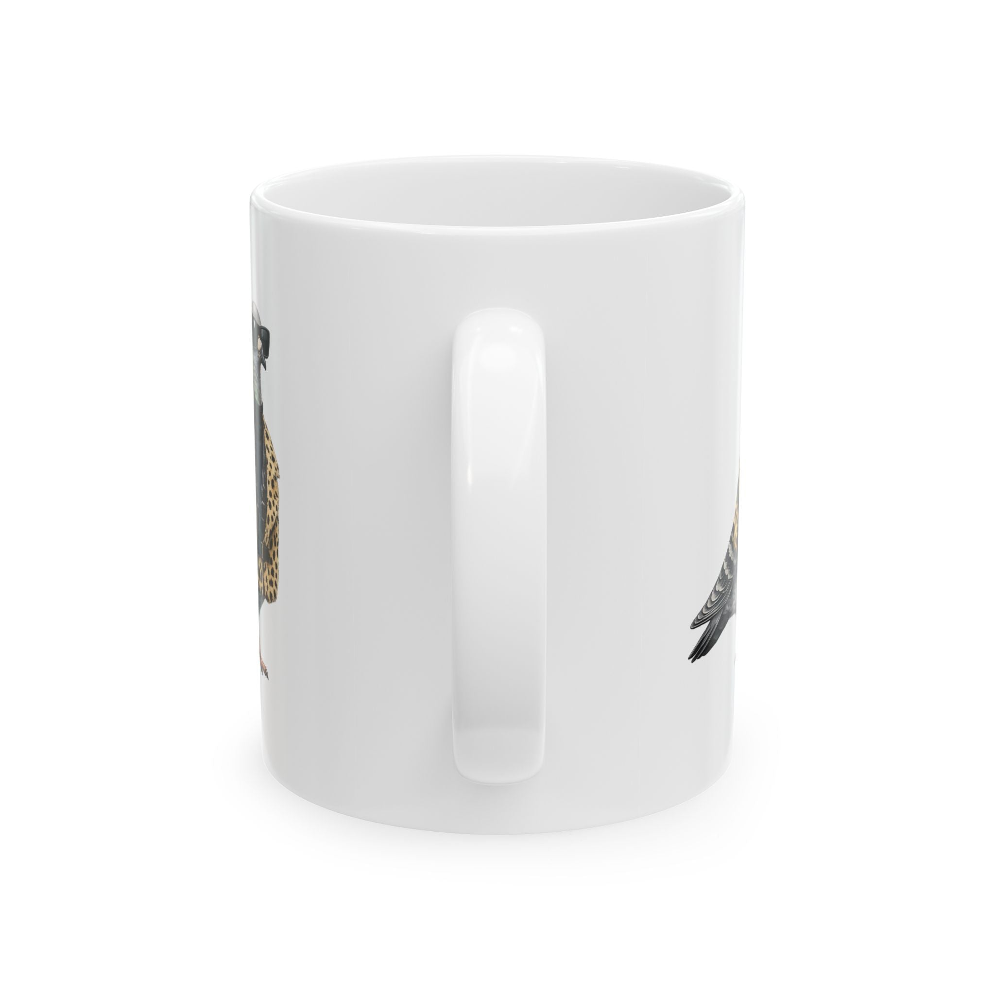 Customizable Staten Island NYC Pigeon Mug | NYC Leopard Print Bird Lovers Ceramic Coffee Cup