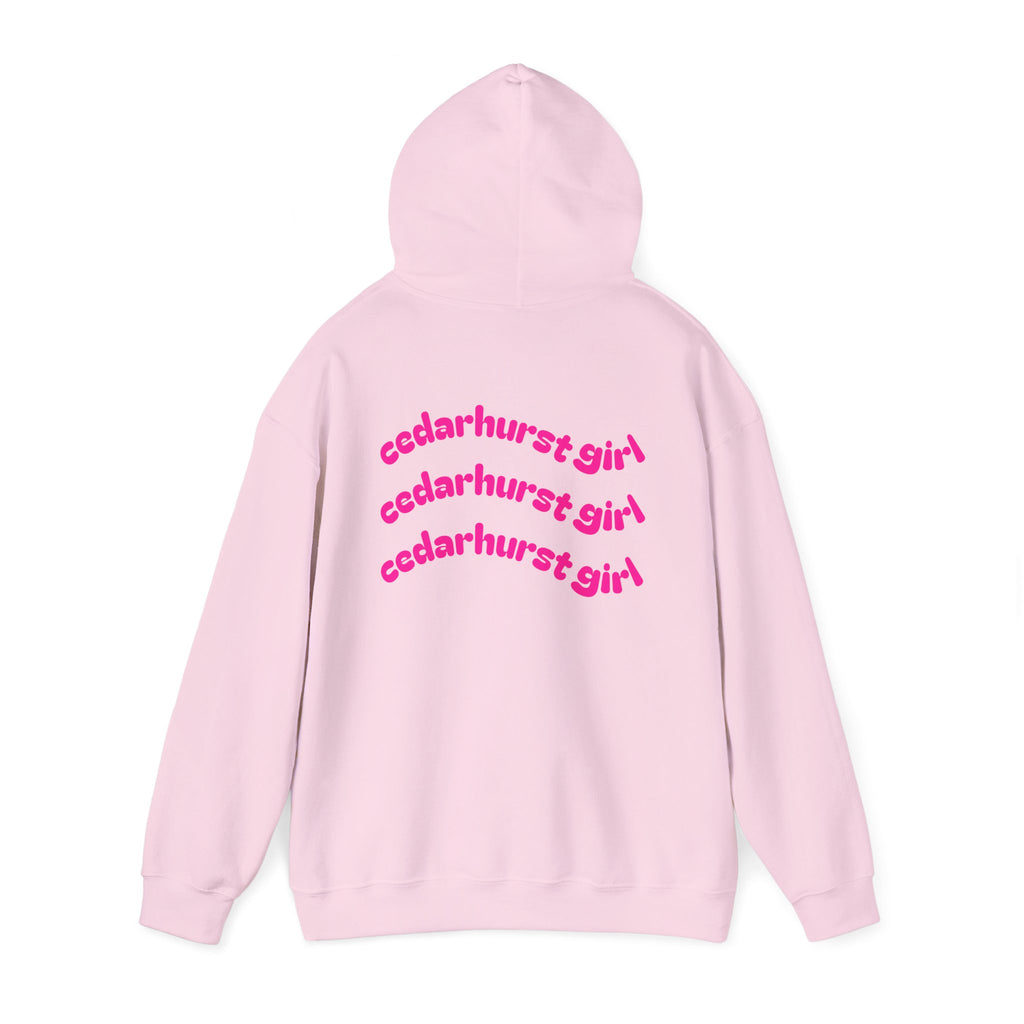 Cedarhurst Girl Hoodie – Retro Pink Wave Back Print Hooded Sweatshirt