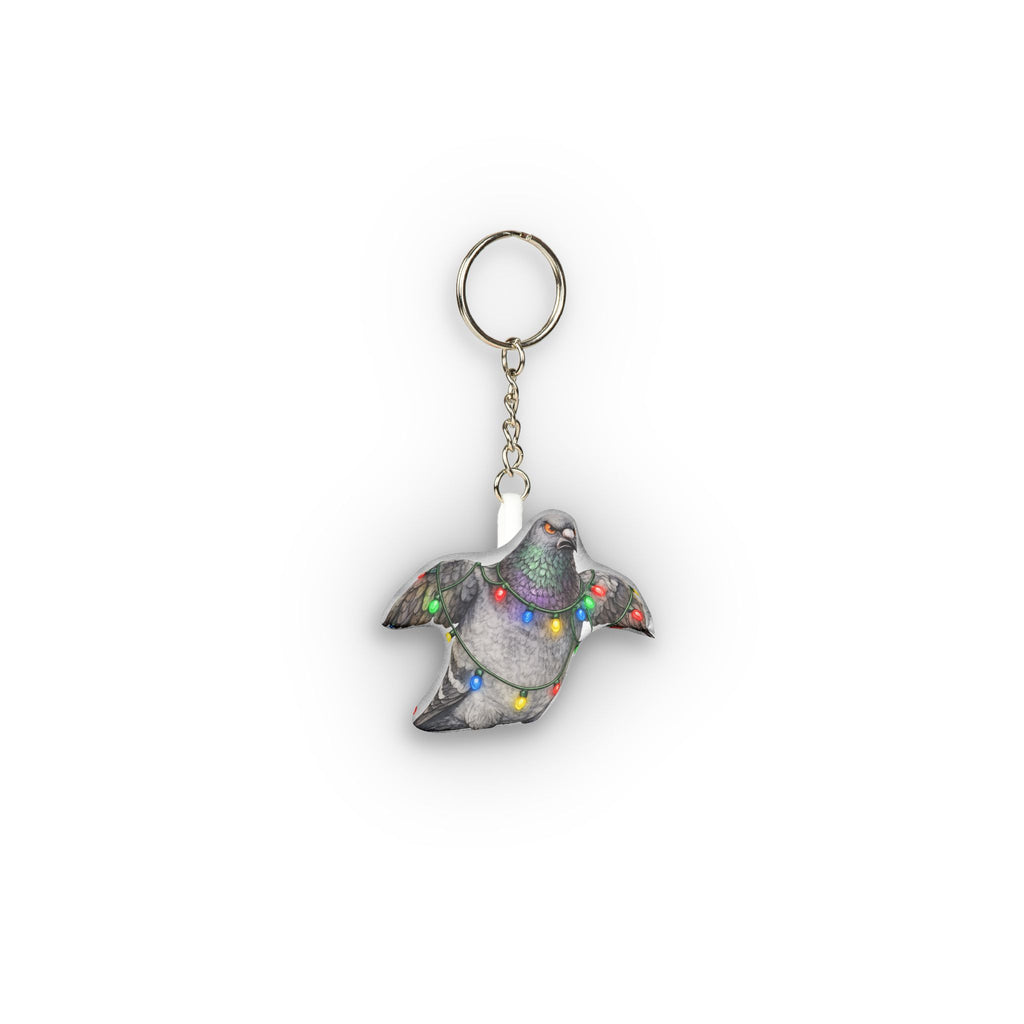 Dyker Heights NYC Pigeon Mini Plush Keychain | Brooklyn Christmas Lights Bird Lovers Plushie Bag Charm