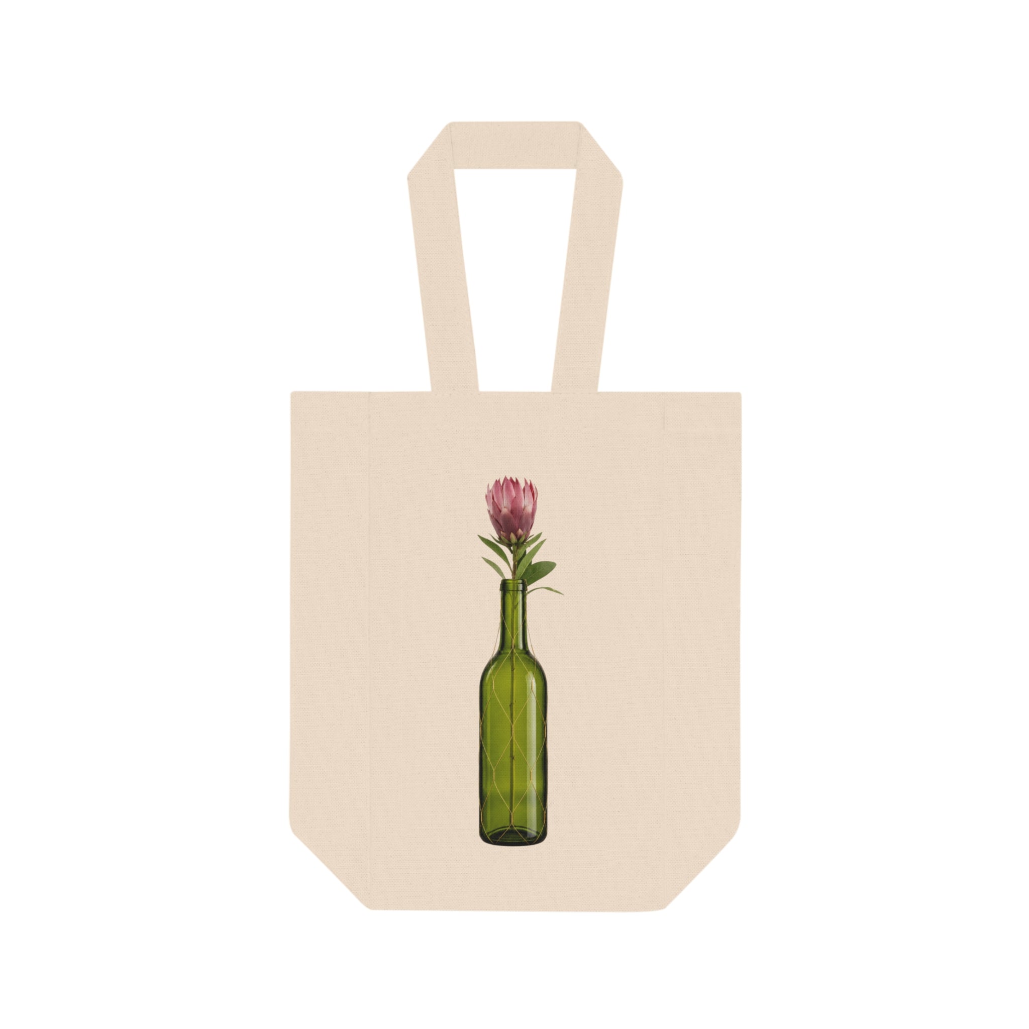 Customizable Double Wine Gift Tote Bag — Two Wine Bottle Carrier Tote for Dinner Party Gifts