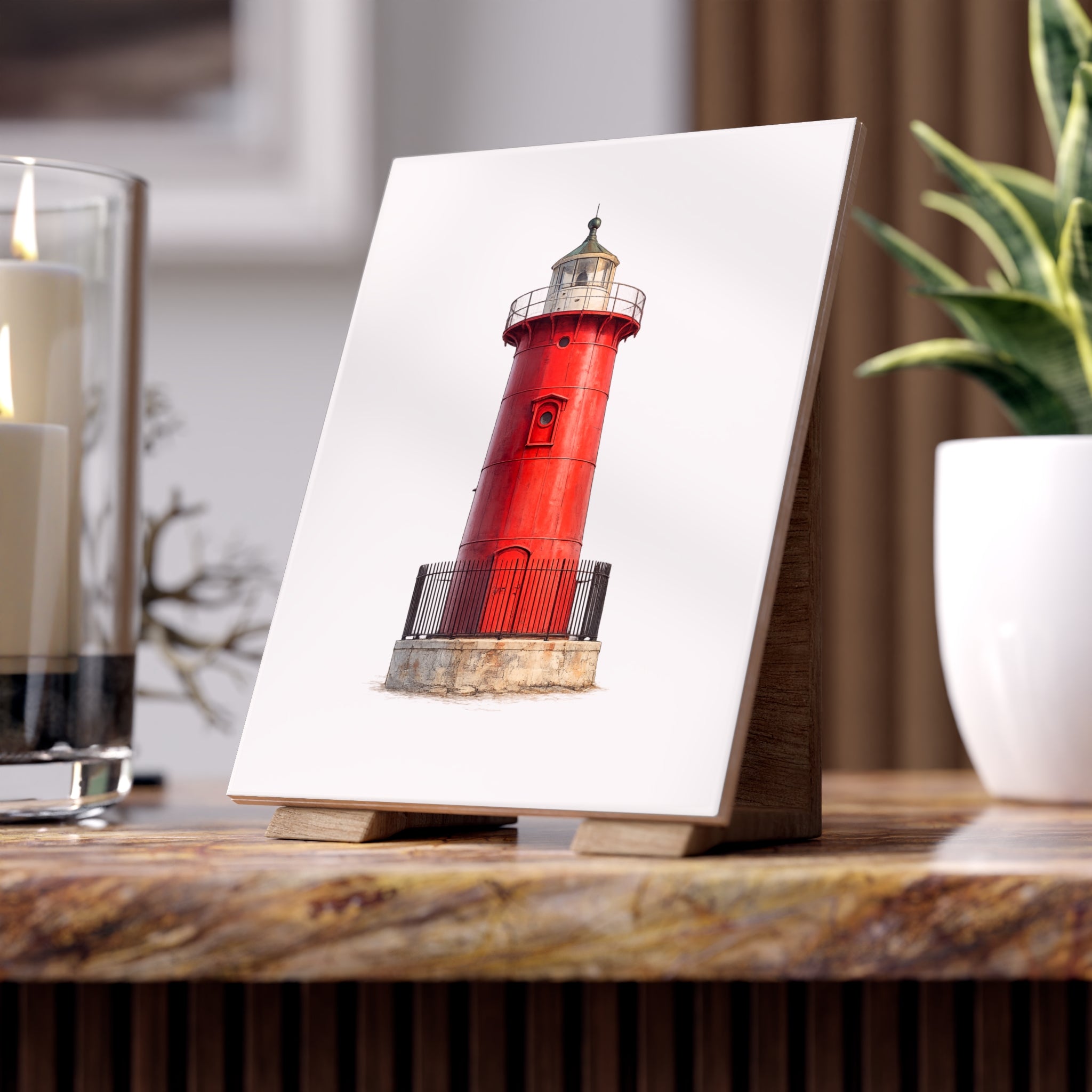 Washington Heights Little Red Lighthouse Ceramic Shower Bath Tile 6" x 8"