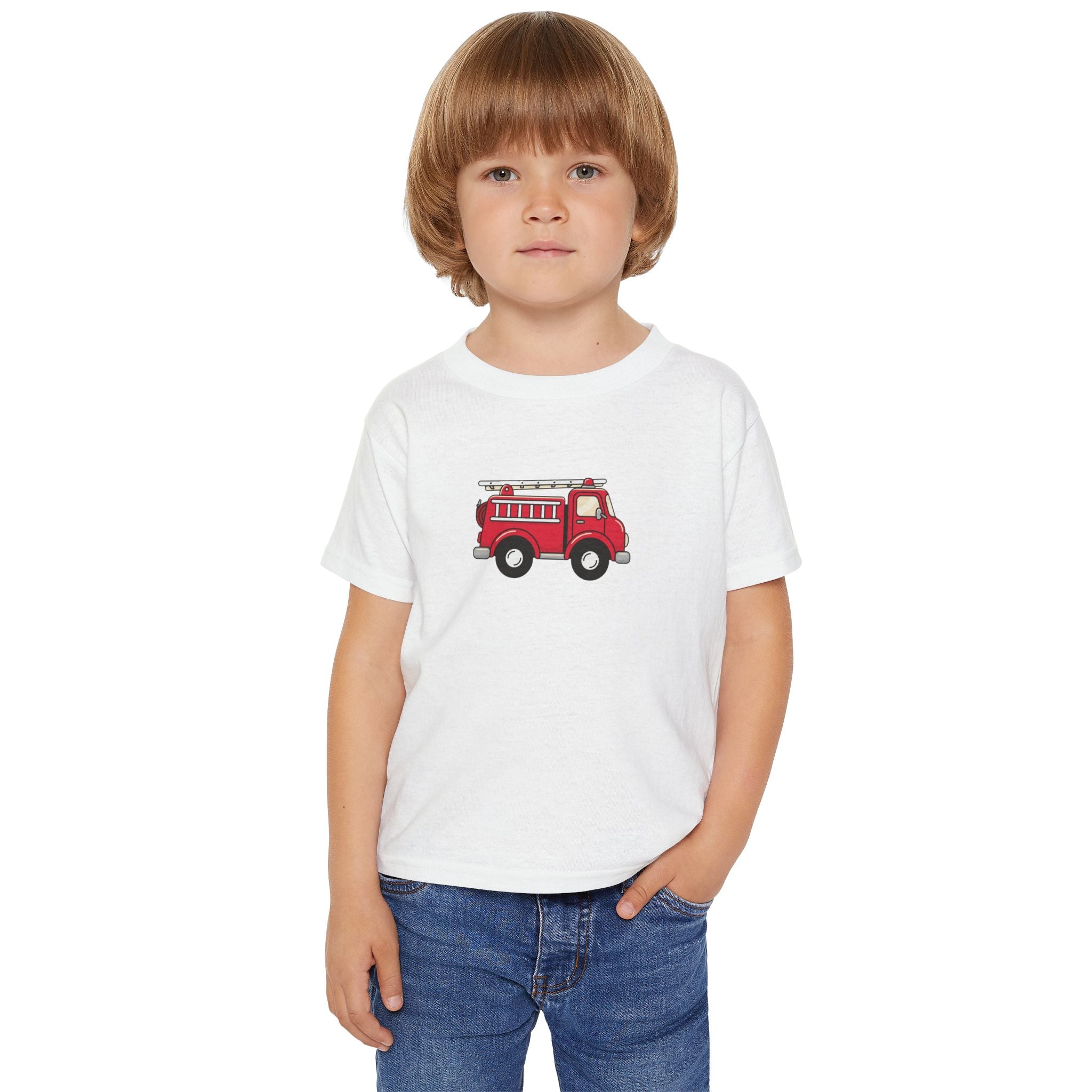Fire Truck NYC Kids Toddler T-Shirt — New York Red Fire Engine Cartoon Graphic Childrens Tee