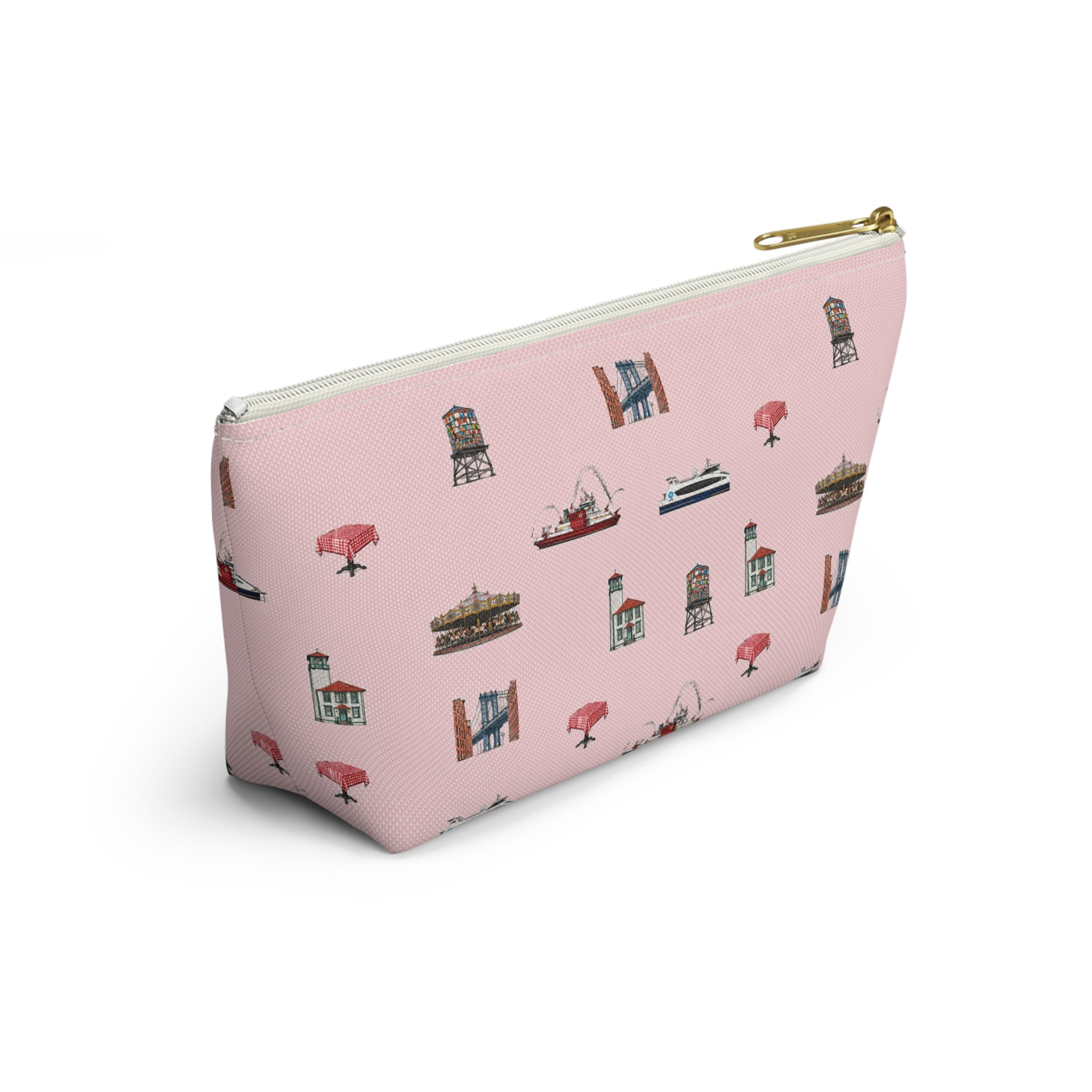 Icons of DUMBO Pink Accessory Pouch — T-Bottom Makeup Bag