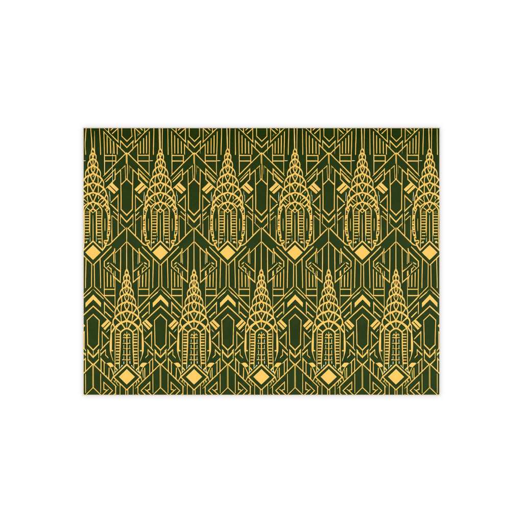 Chrysler Building Art Deco Ceramic Kitchen Backsplash Tile  – NYC Green & Gold Geometric 6" x 8" Shower Tile