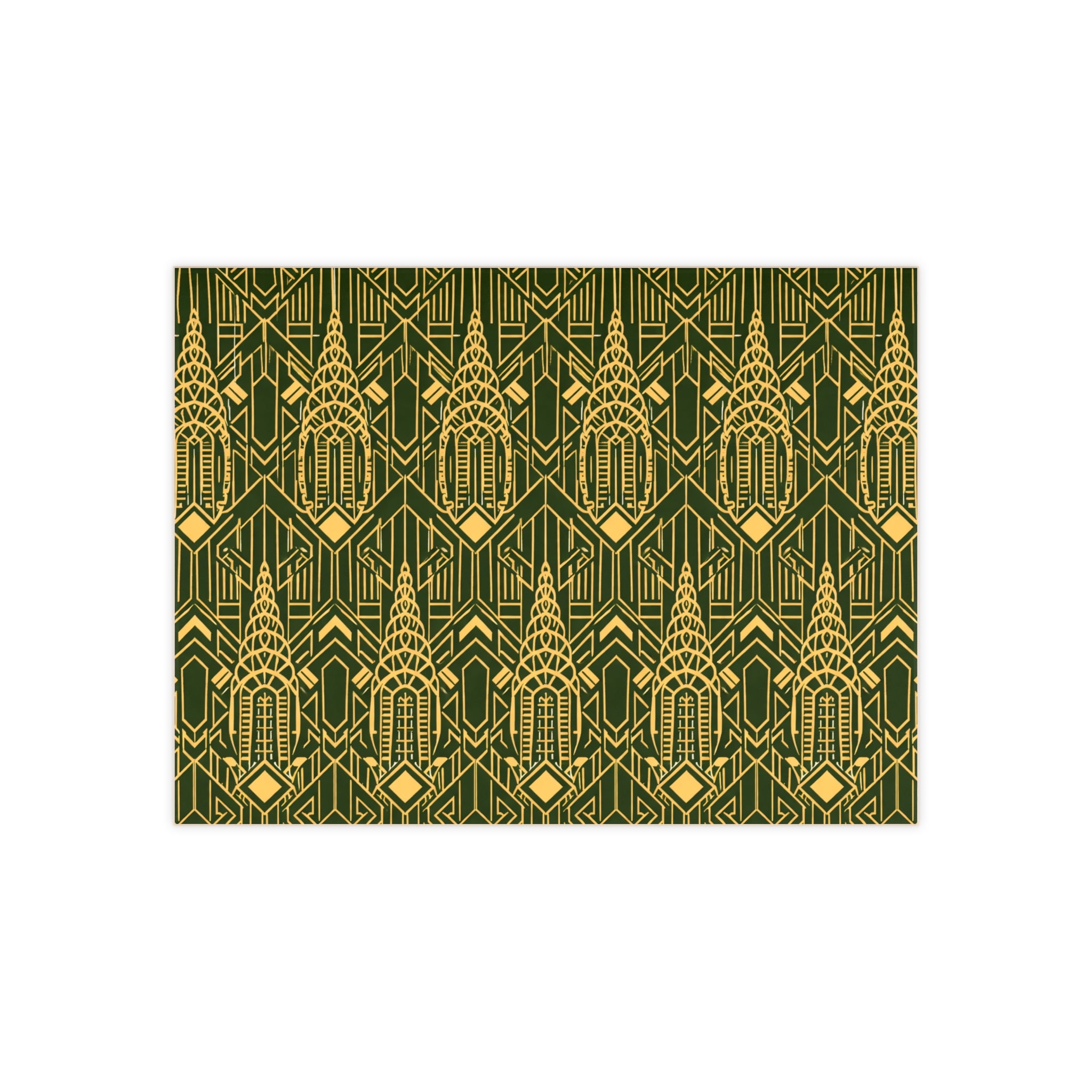 Chrysler Building Art Deco Ceramic Kitchen Backsplash Tile  – NYC Green & Gold Geometric 6" x 8" Shower Tile