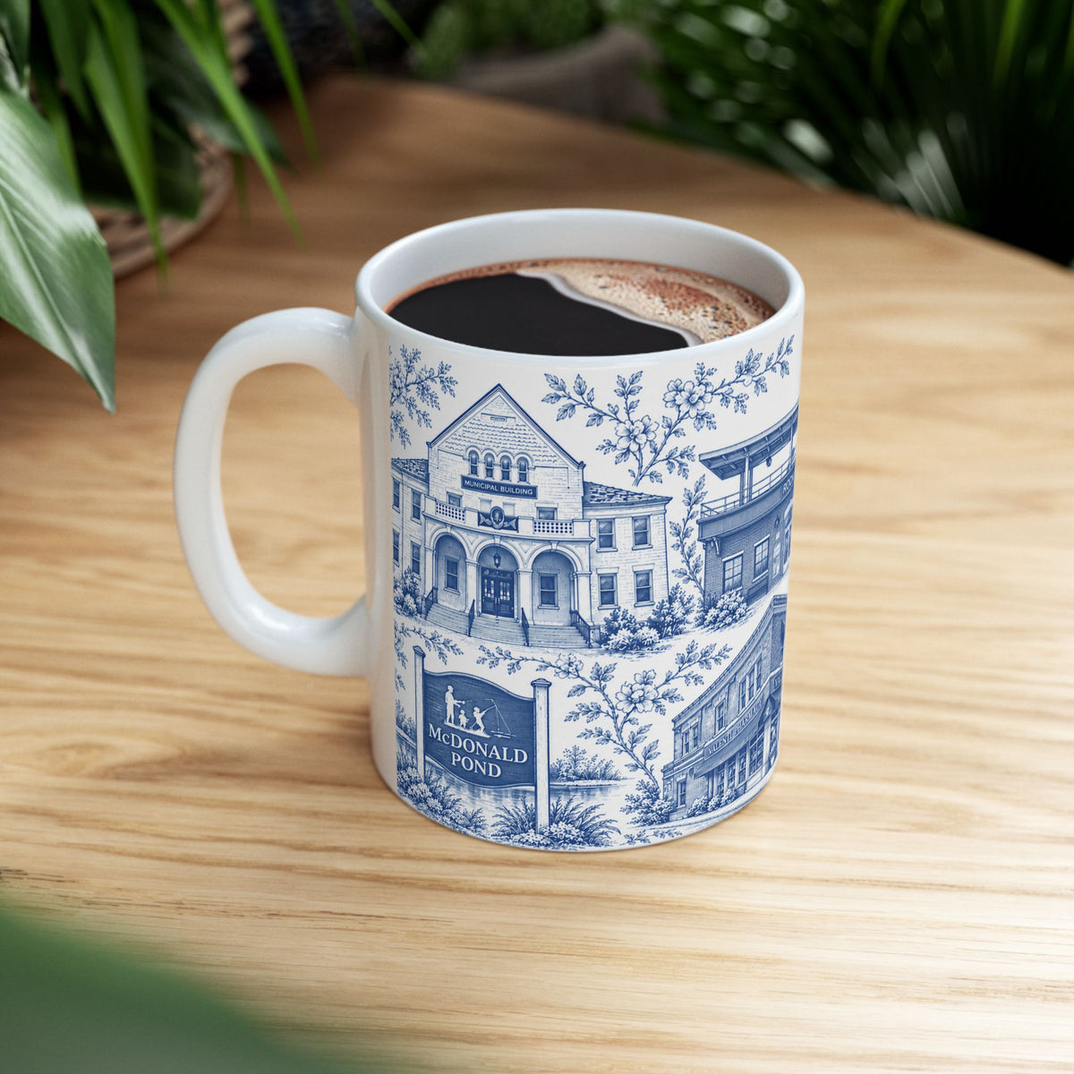 Rockville Center Blue Toile de Jouy 11 oz Mug