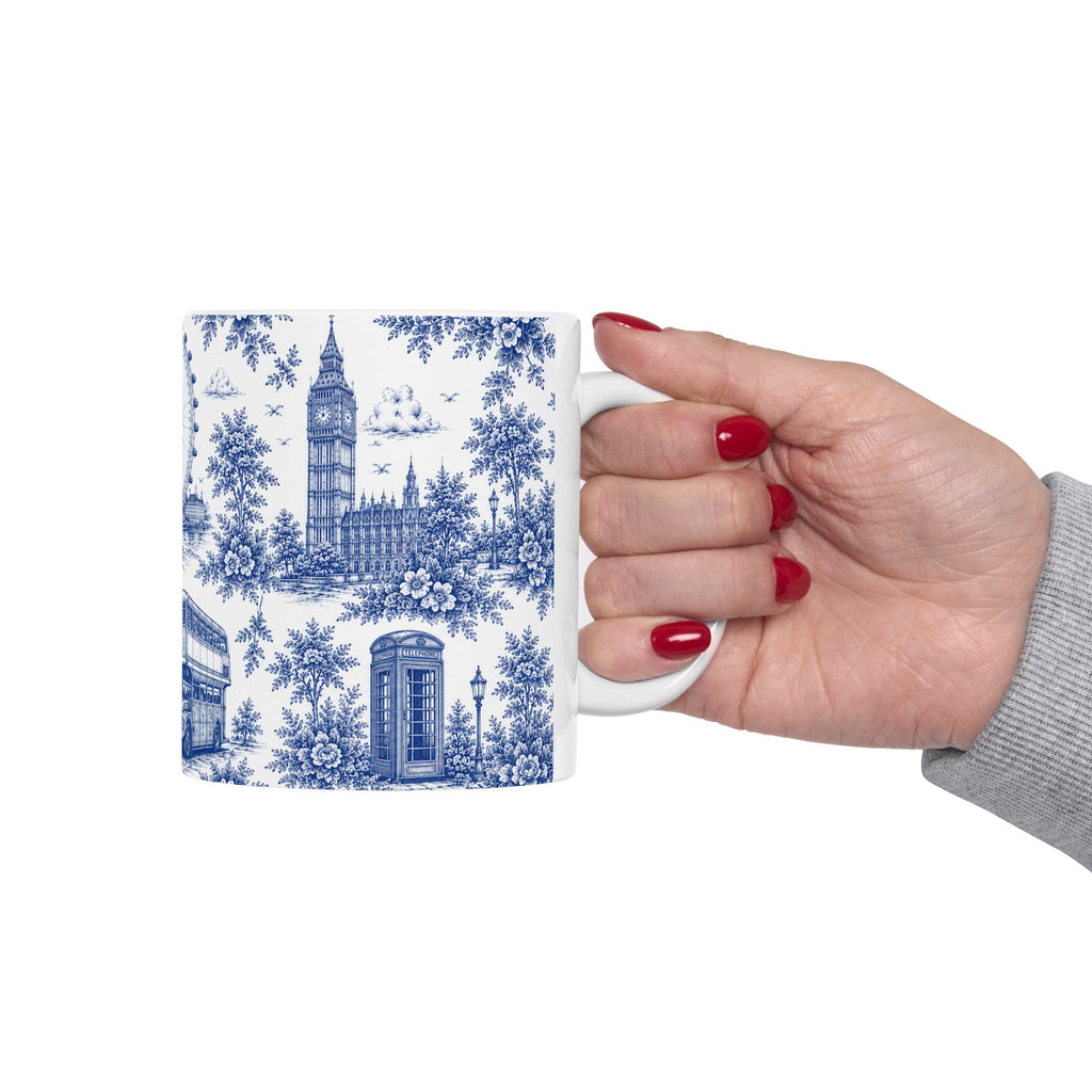 London Blue Toile du Jouy Ceramic Mug – Vintage London Icons (11oz)